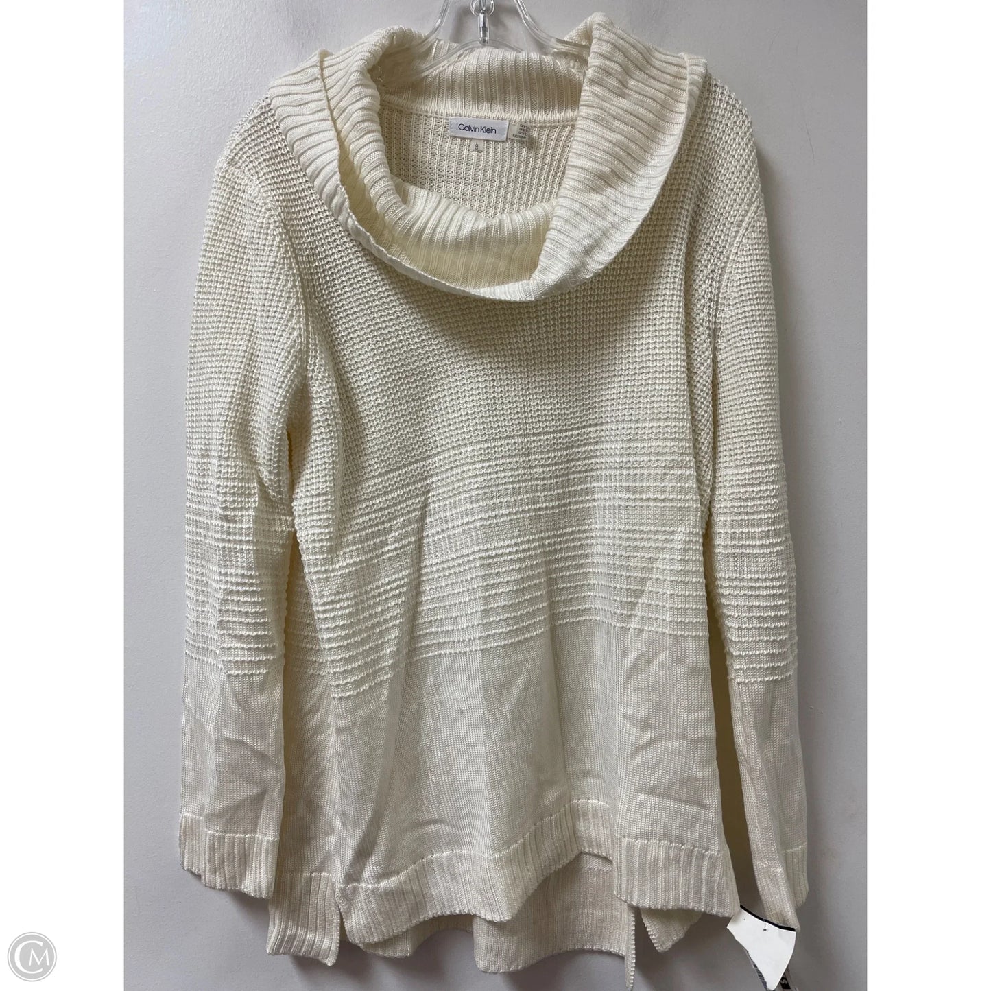 Tunic Long Sleeve By Calvin Klein In Cream, Size: L