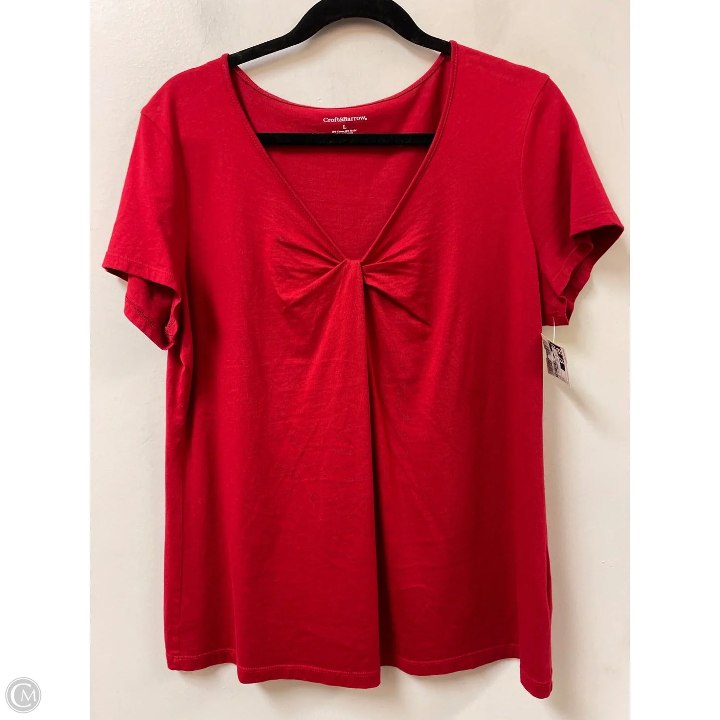Top Short Sleeve Basic By Croft And Barrow In Red, Size: L