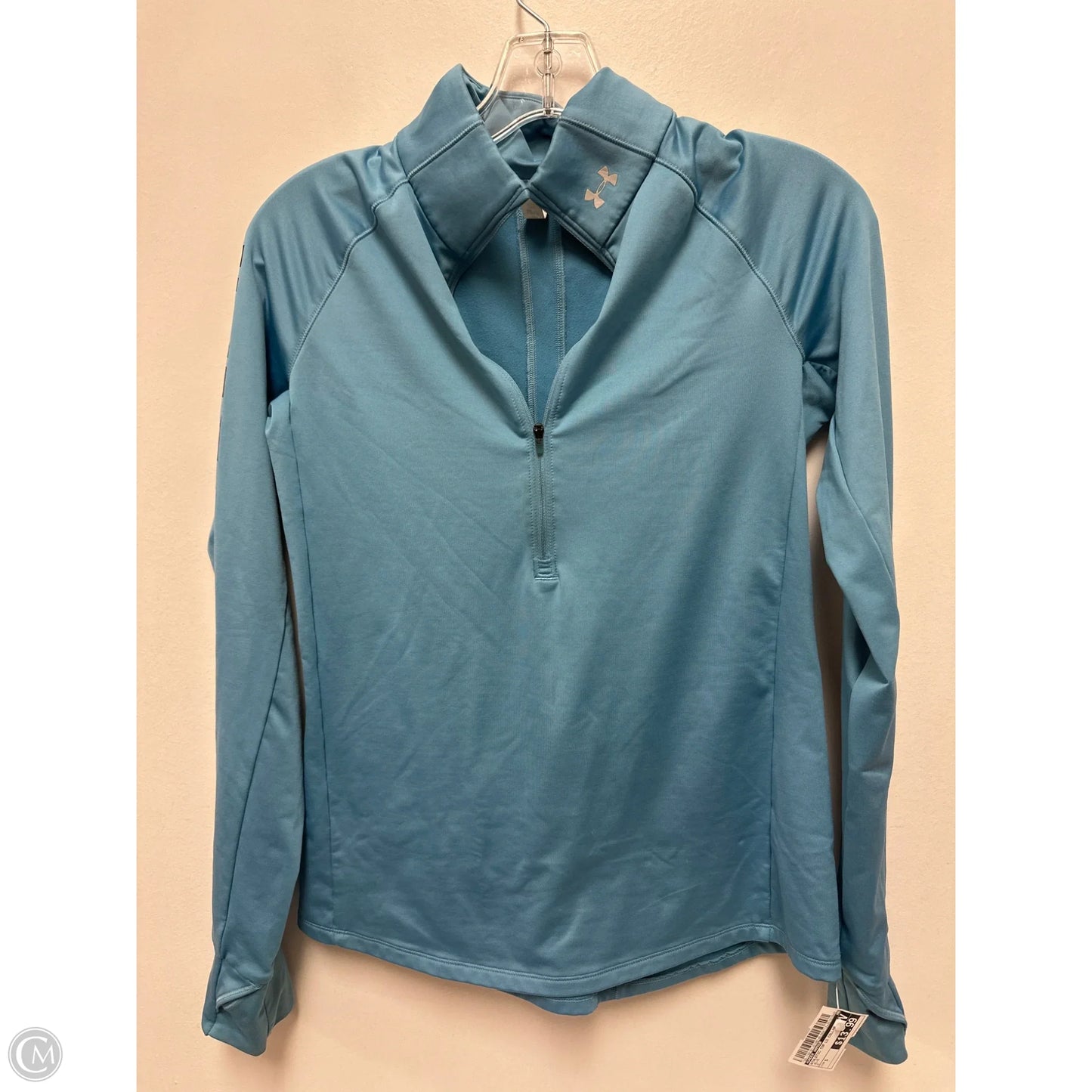 Athletic Top Long Sleeve Collar By Under Armour In Blue, Size: S