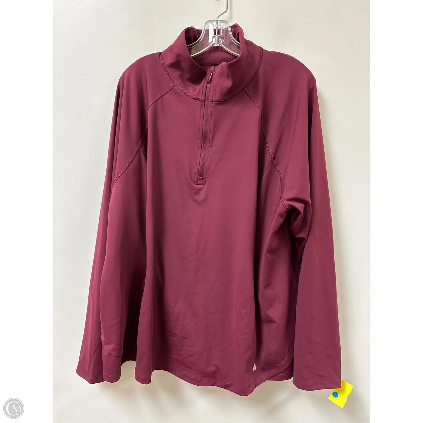 Athletic Top Long Sleeve Collar By Tek Gear In Red, Size: 3x