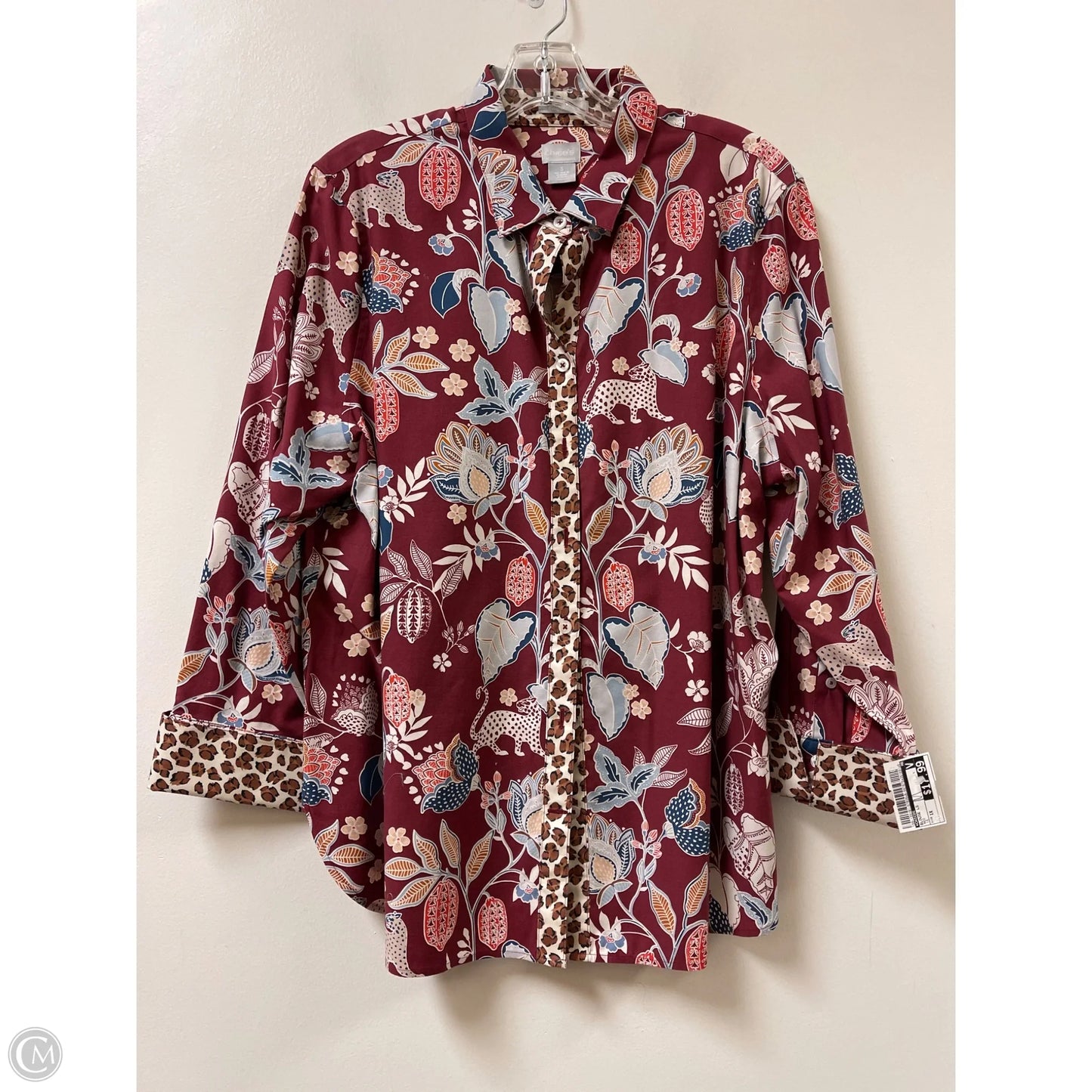 Blouse Long Sleeve By Chicos In Red, Size: 1x