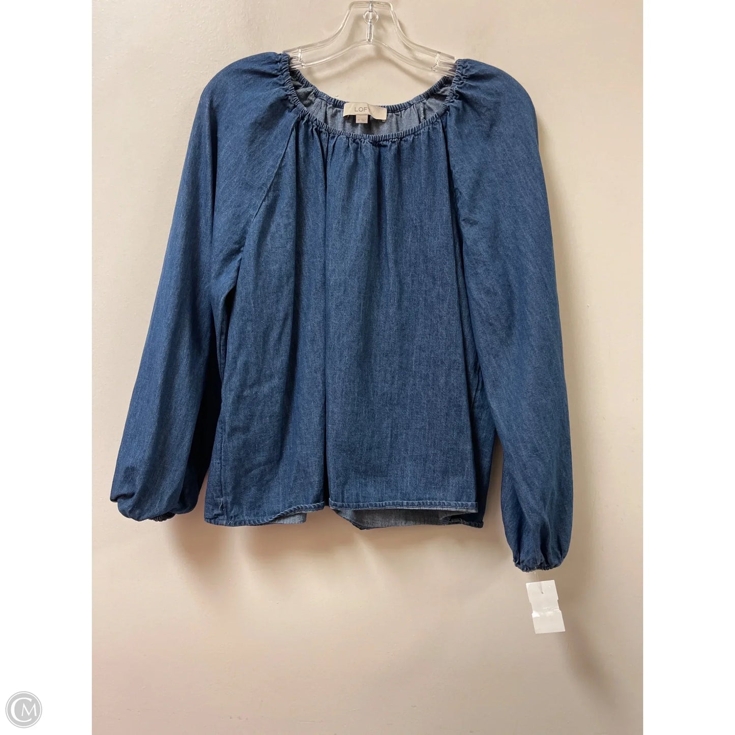 Top Long Sleeve By Loft In Blue Denim, Size: M