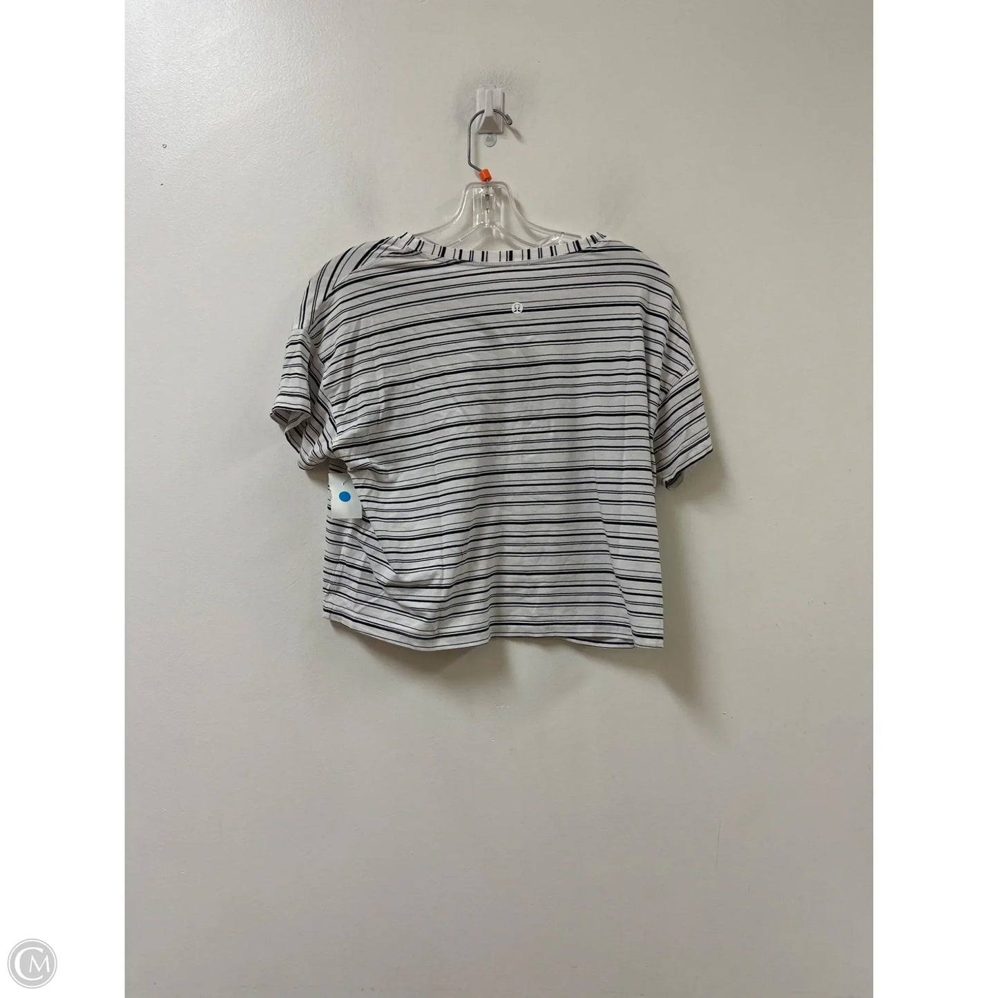 Athletic Top Short Sleeve By Lululemon In Striped Pattern, Size: S