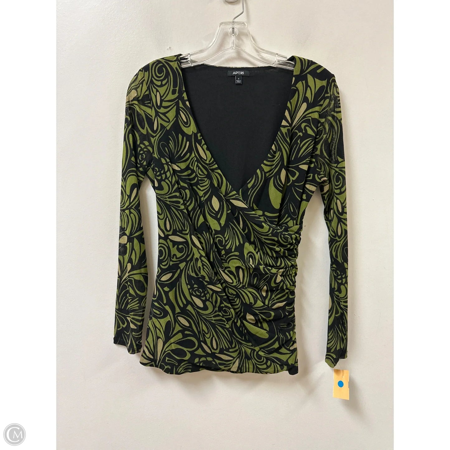 Top Long Sleeve By Apt 9 In Black & Green, Size: S