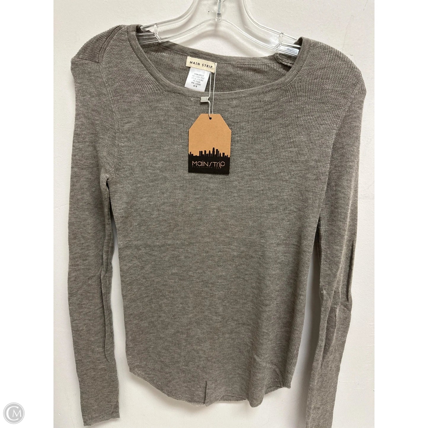 Top Long Sleeve By Main Strip In Grey, Size: M
