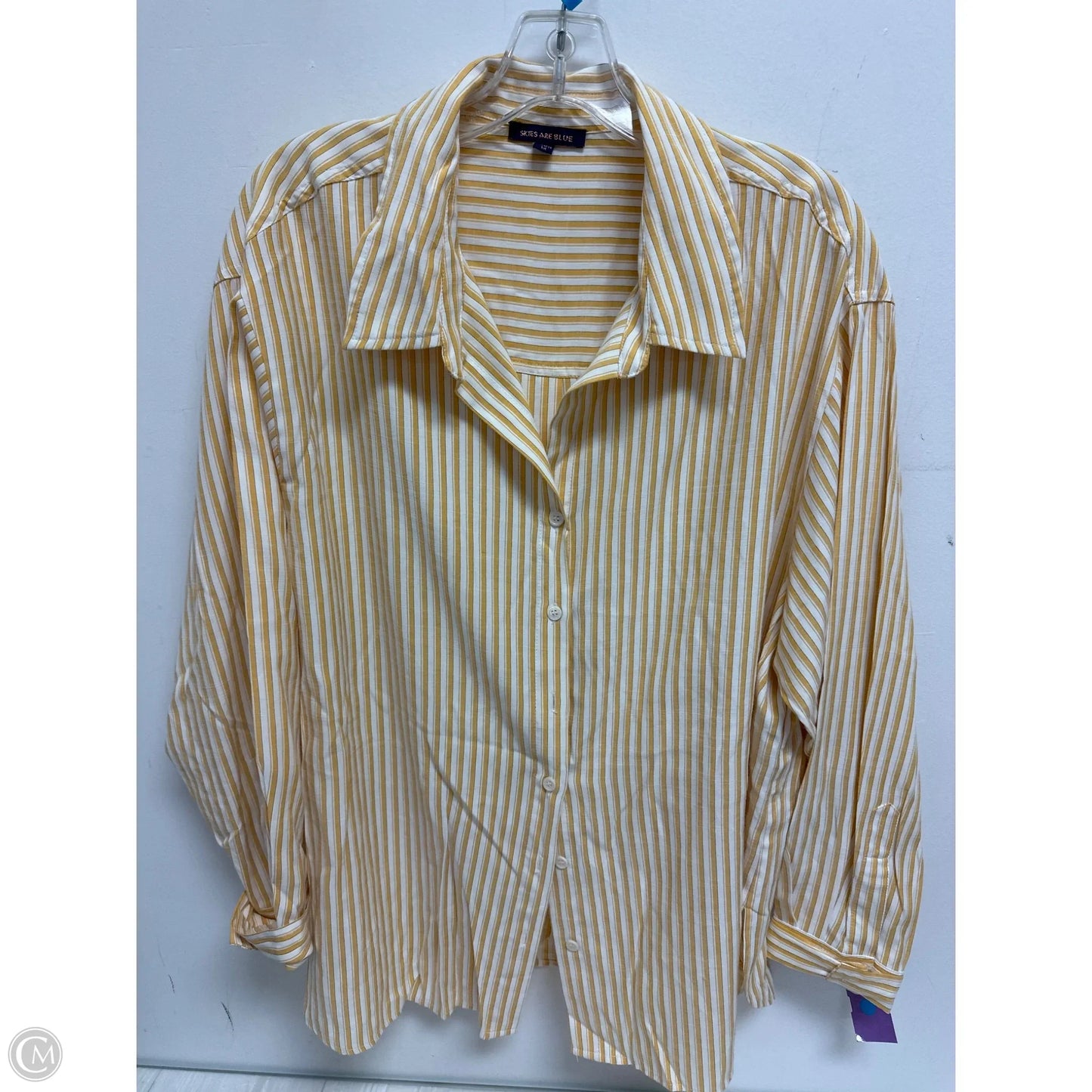 Top Long Sleeve By Skies Are Blue In Yellow, Size: 1x