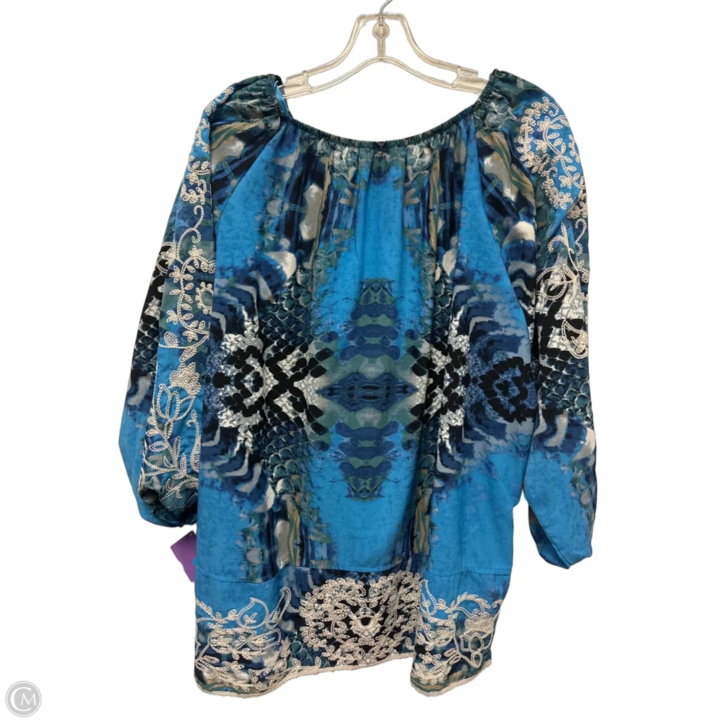 Tunic Long Sleeve By Ali Miles In Blue, Size: 1x