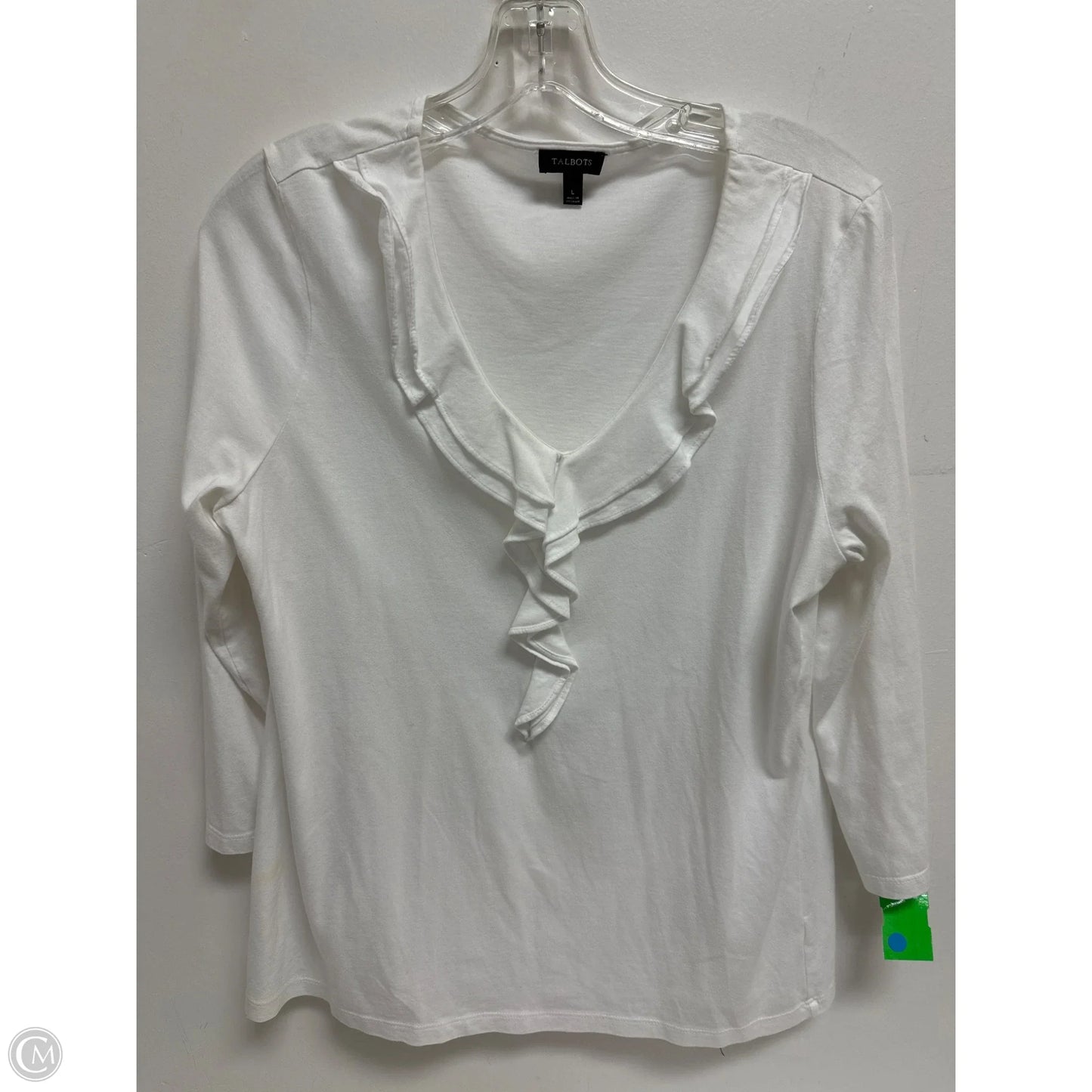 Top Long Sleeve By Talbots In White, Size: L