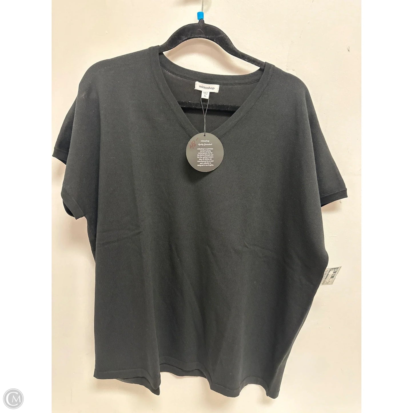 Top Short Sleeve By Mittoshop In Black, Size: Xl