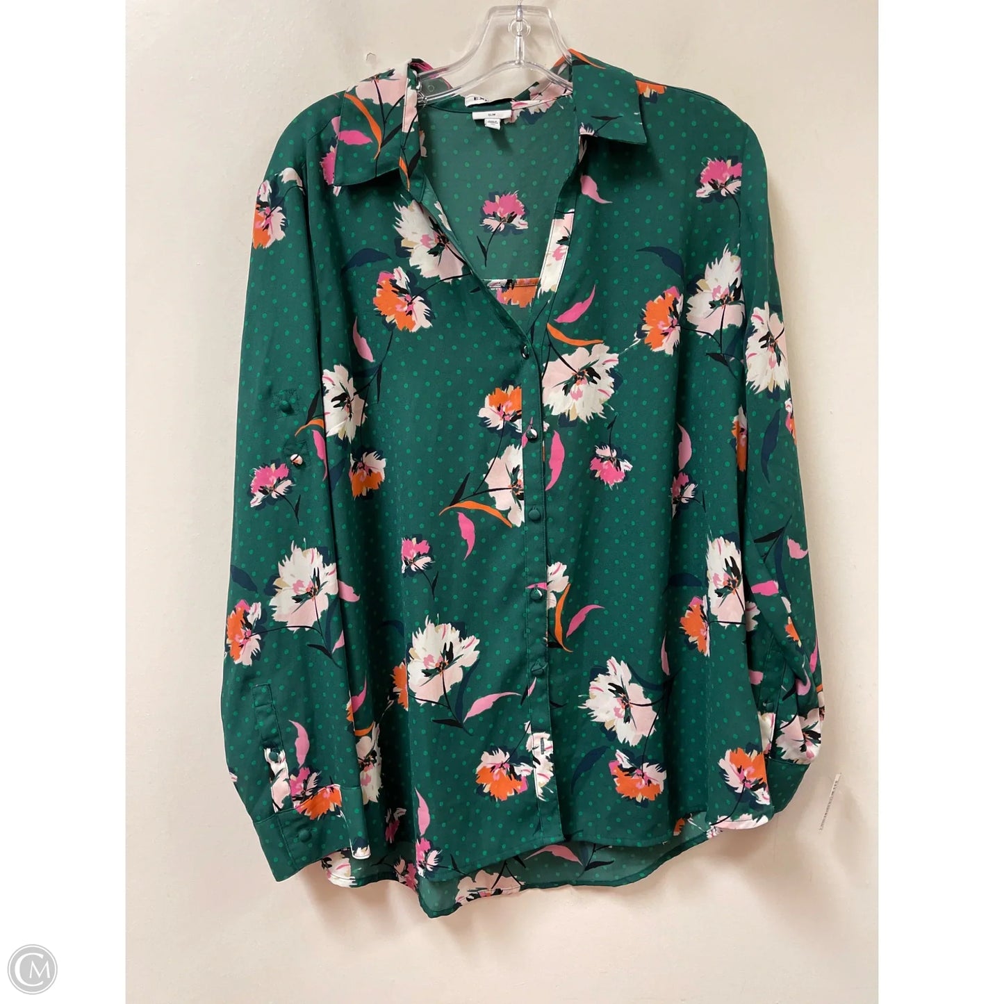 Blouse Long Sleeve By Express In Green, Size: Xl