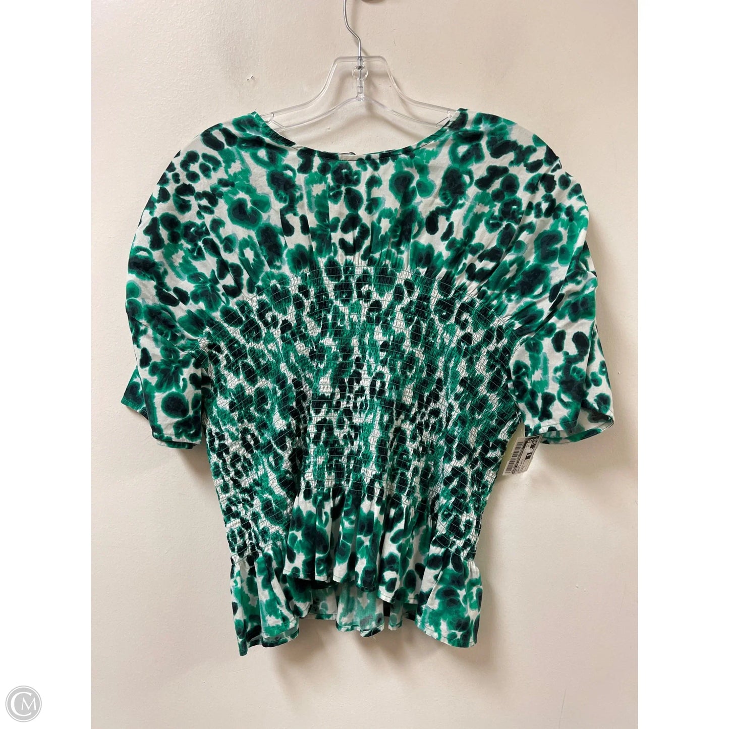 Top Short Sleeve By Baum Und Pferdgarten In Green & White, Size: S