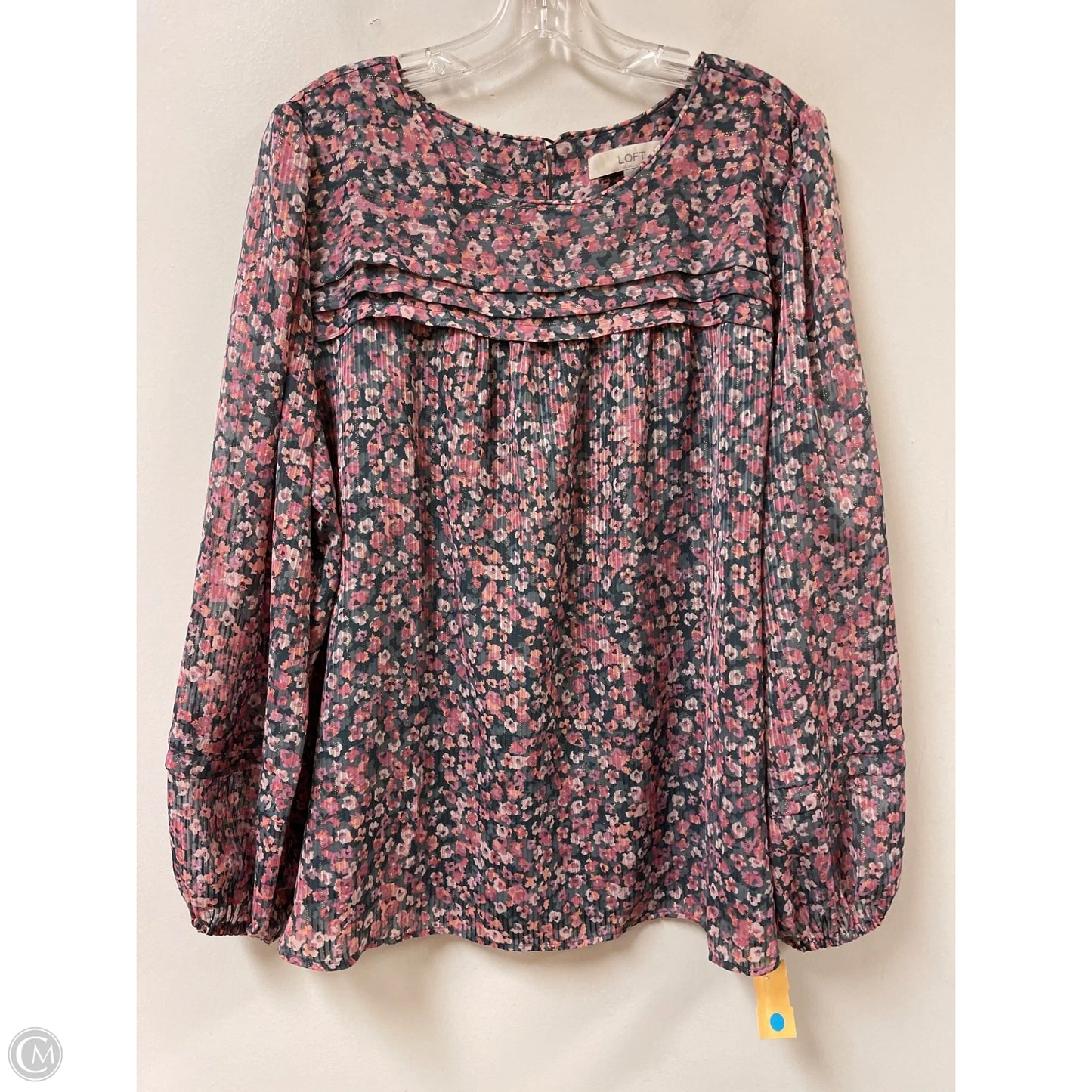 Top Long Sleeve By Loft In Grey & Pink, Size: Xl
