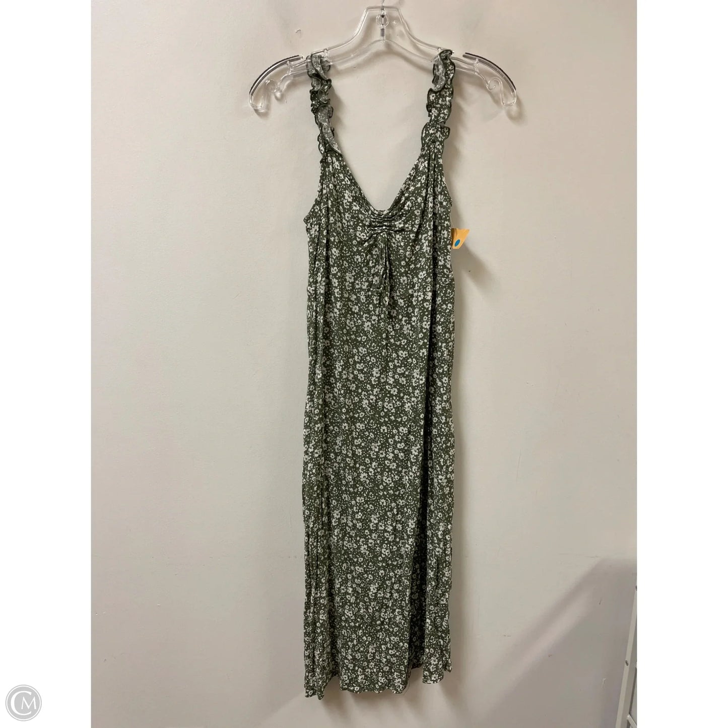 Dress Casual Midi By Clothes Mentor In Green & White, Size: L