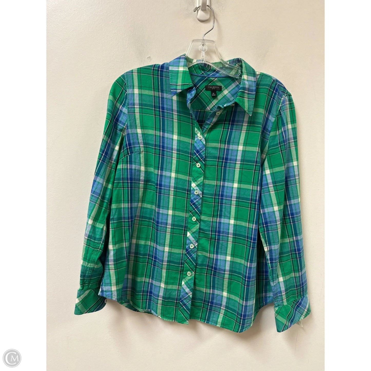 Blouse Long Sleeve By Talbots In Blue & Green, Size: Mp