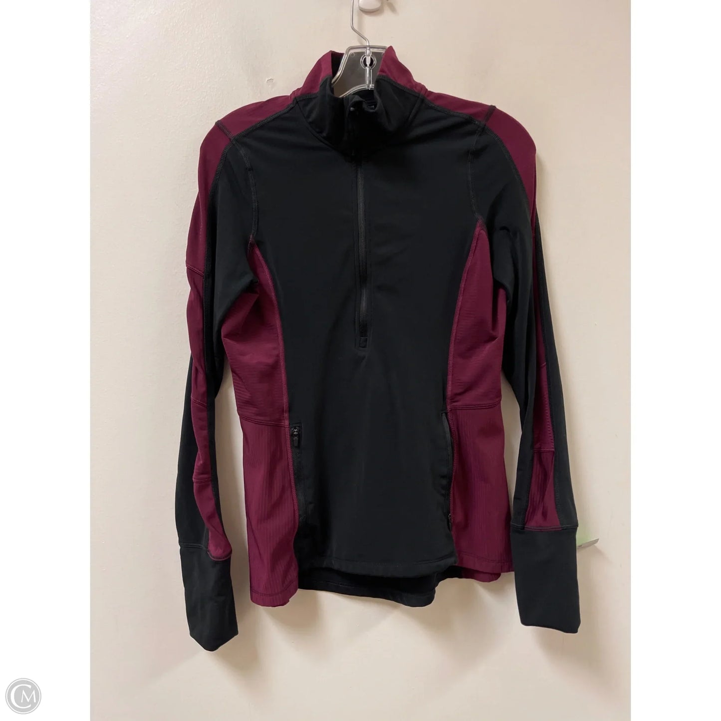 Athletic Top Long Sleeve Collar By Champion In Black & Red, Size: S