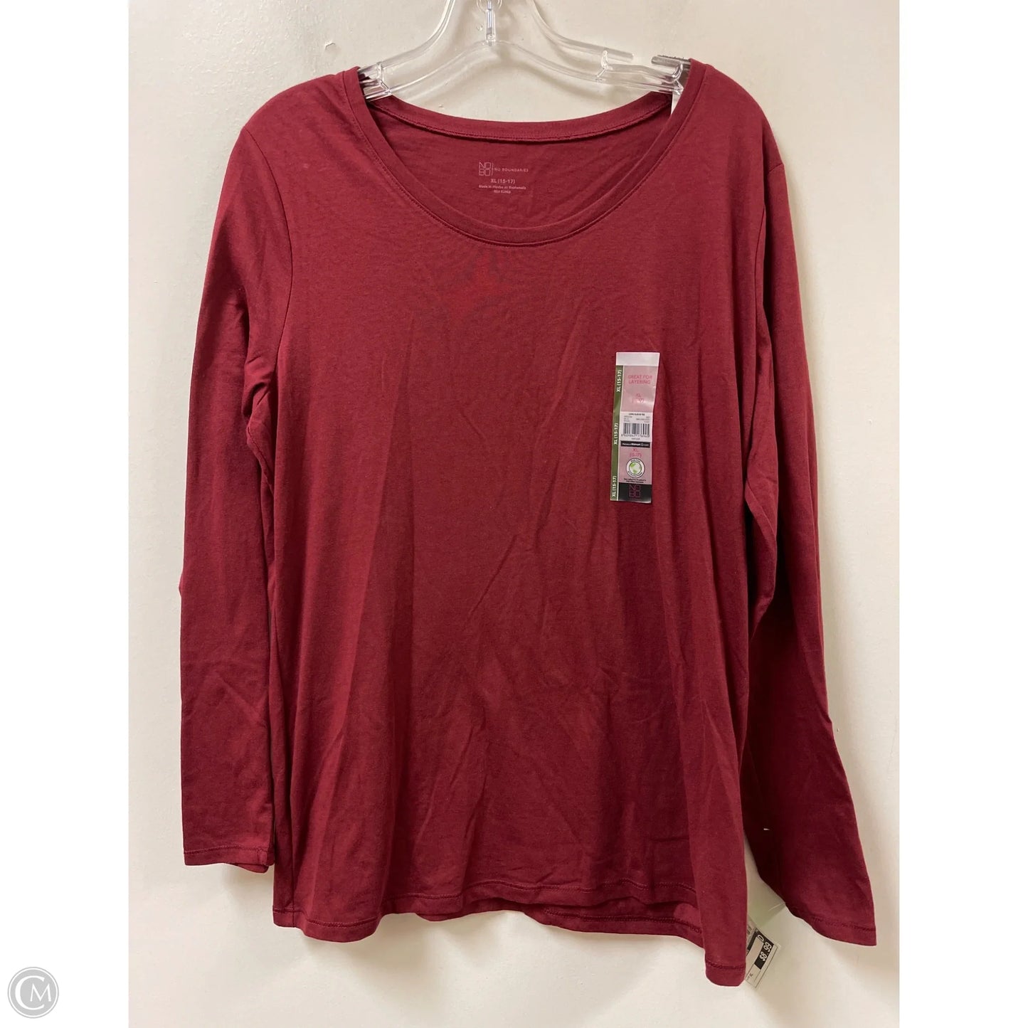 Top Long Sleeve By No Boundaries In Red, Size: Xl