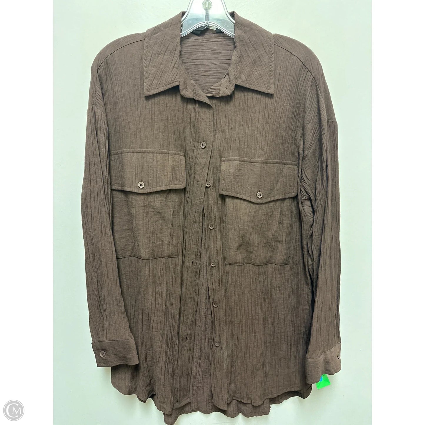 Blouse Long Sleeve By Clothes Mentor In Brown, Size: L