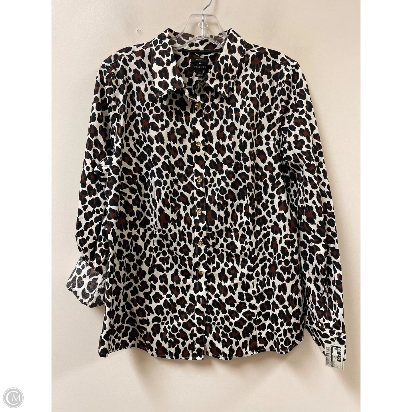 Blouse Long Sleeve By Talbots In Animal Print, Size: L