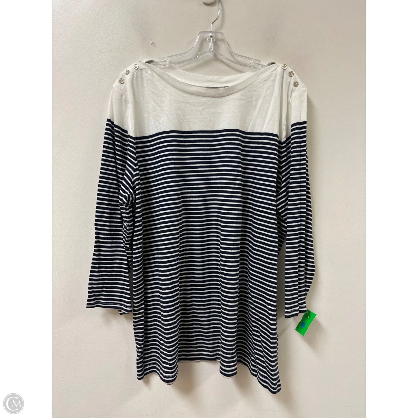 Top Long Sleeve By Chicos In Striped Pattern, Size: 1x
