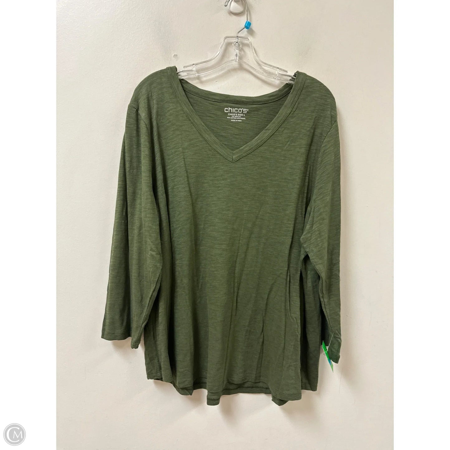 Top Long Sleeve By Chicos In Green, Size: 1x
