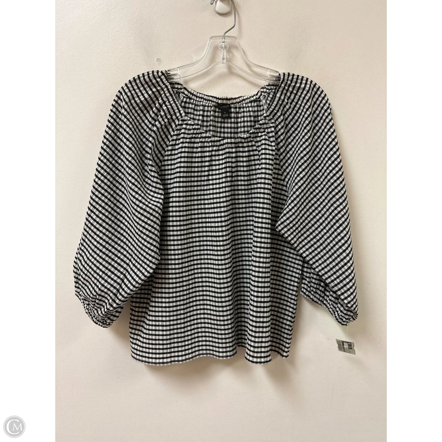 Top Long Sleeve By Ann Taylor In Black & White, Size: M