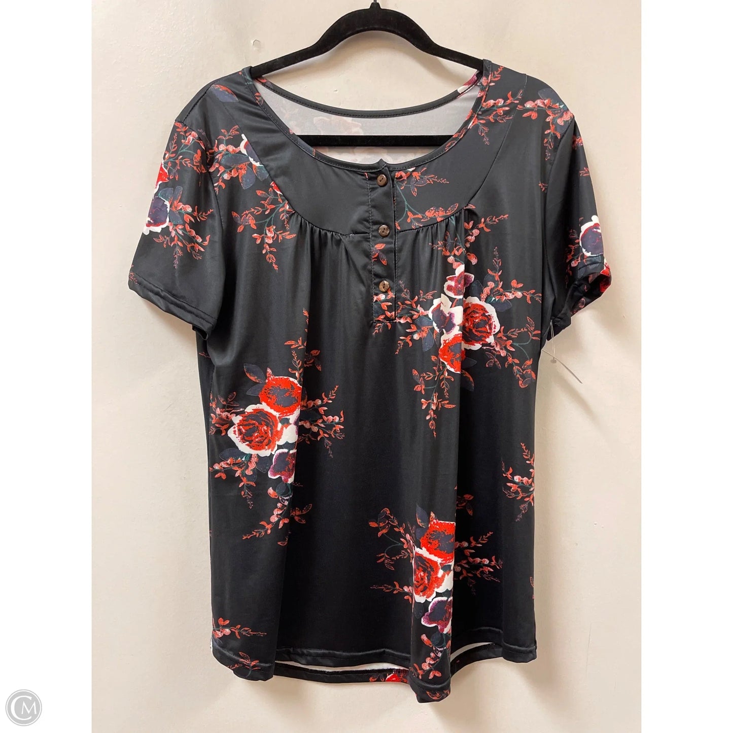 Top Short Sleeve By Clothes Mentor In Floral Print, Size: 1x