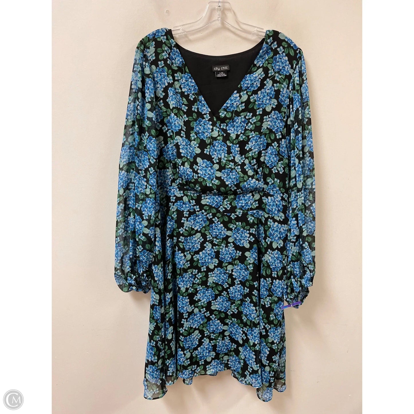 Dress Casual Short By City Chic In Black & Blue, Size: 2x