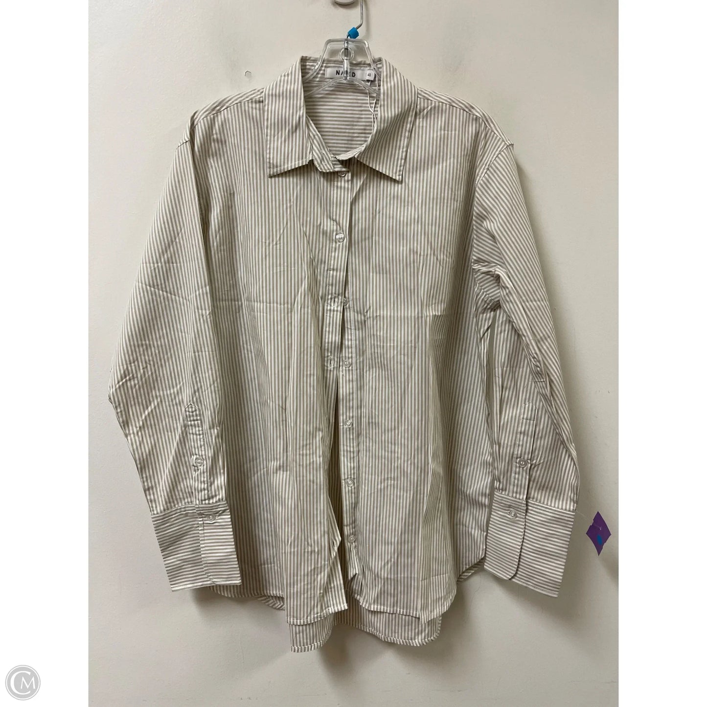 Blouse Long Sleeve By Clothes Mentor In Brown & White, Size: L