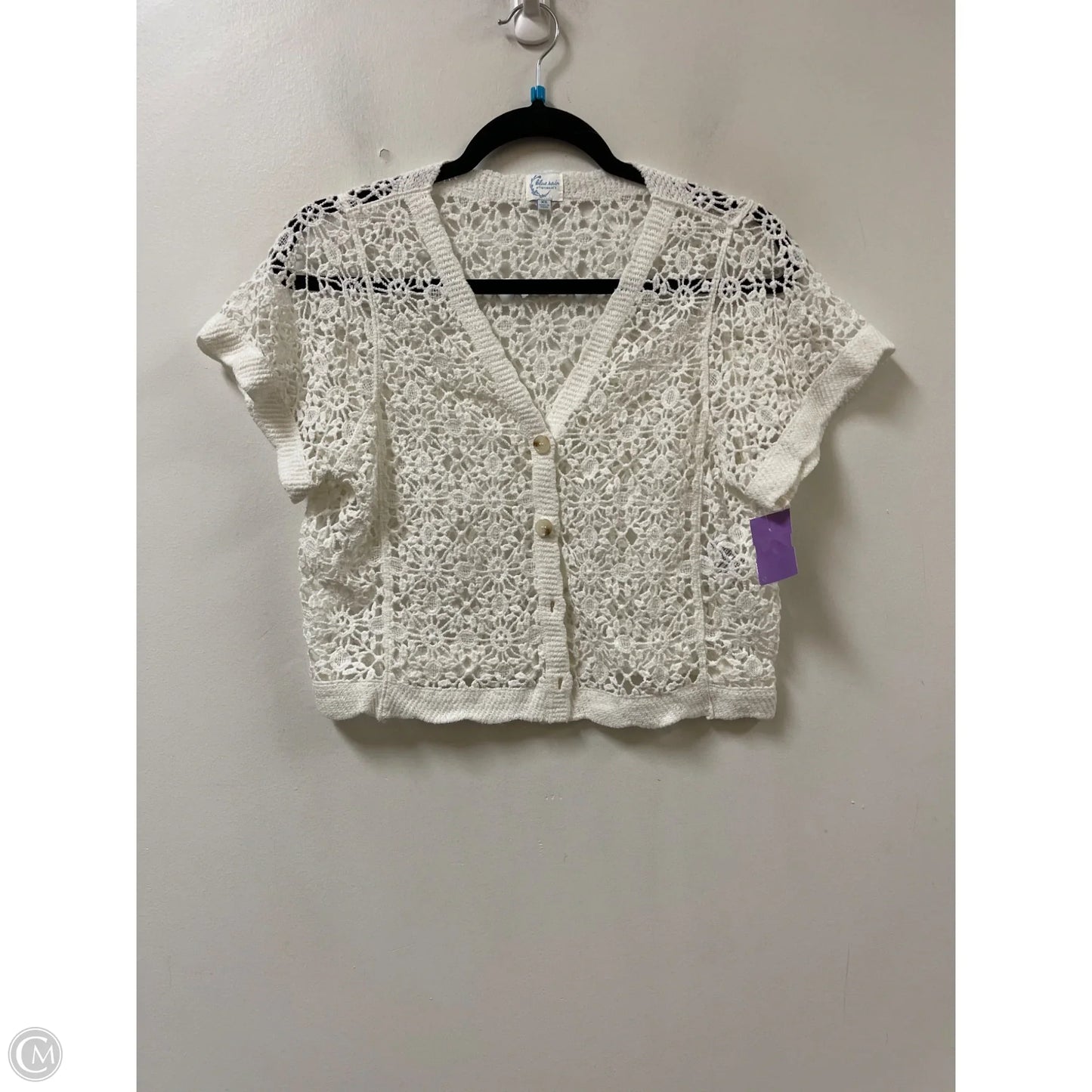 Sweater Short Sleeve By Blue Rain In White, Size: Xs
