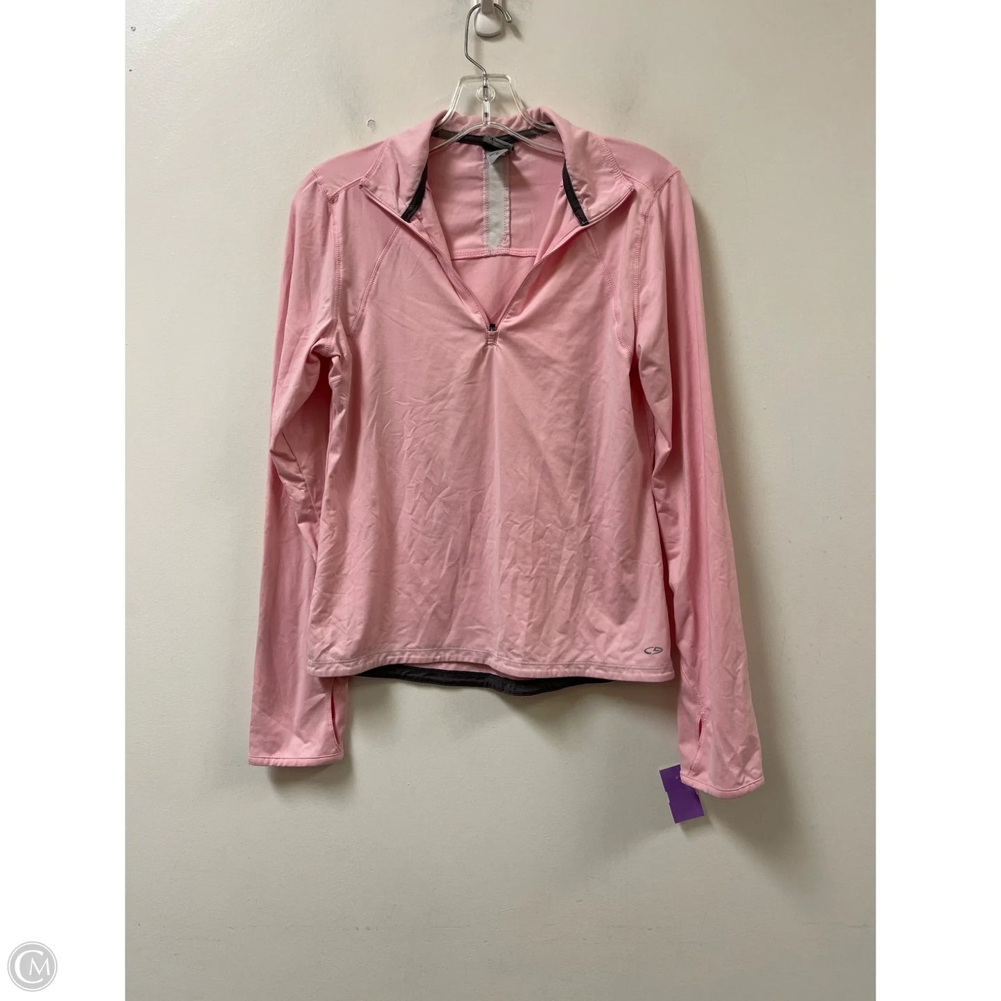 Athletic Top Long Sleeve Collar By Champion In Pink, Size: M