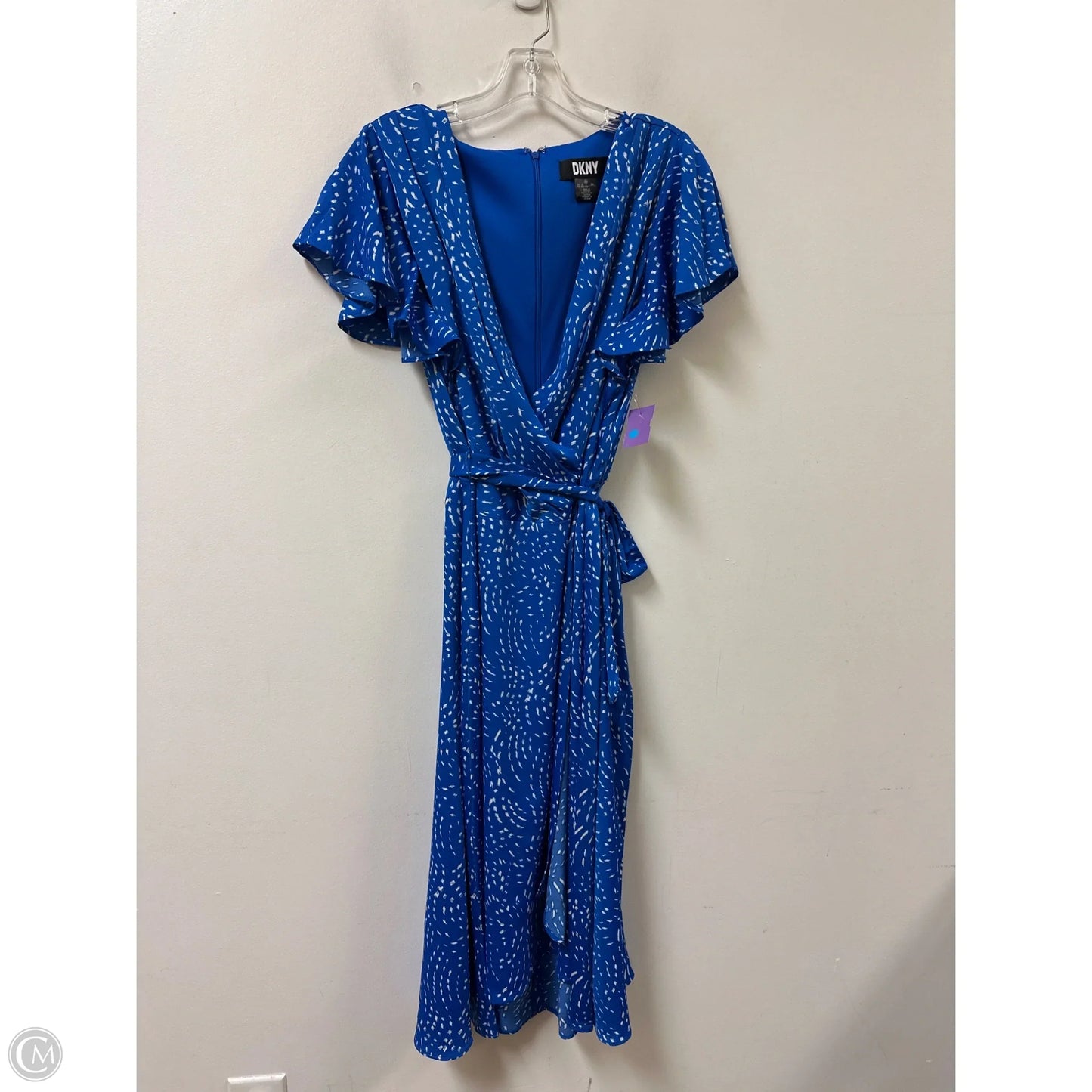 Dress Casual Midi By Dkny In Blue & White, Size: Xl