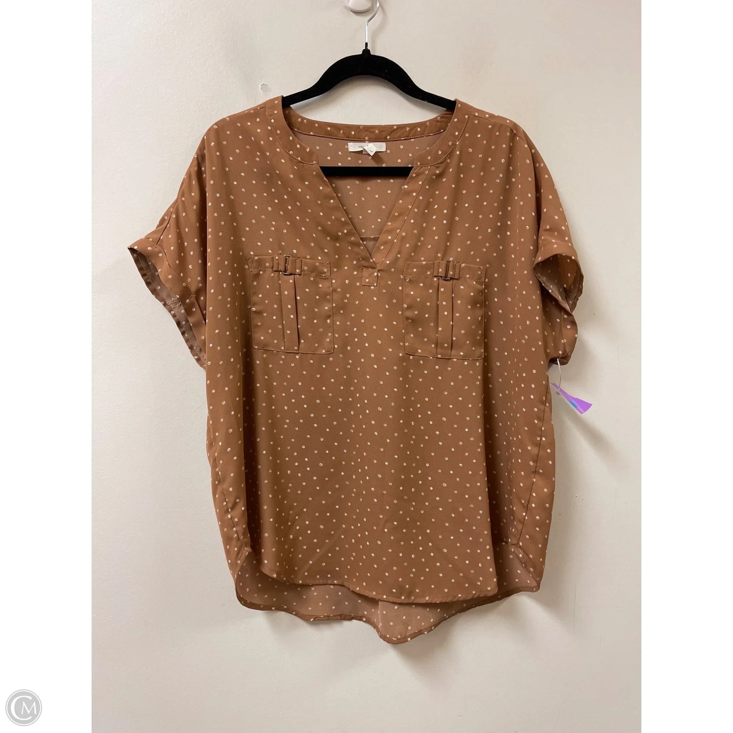 Top Short Sleeve By Maurices In Brown & Cream, Size: L