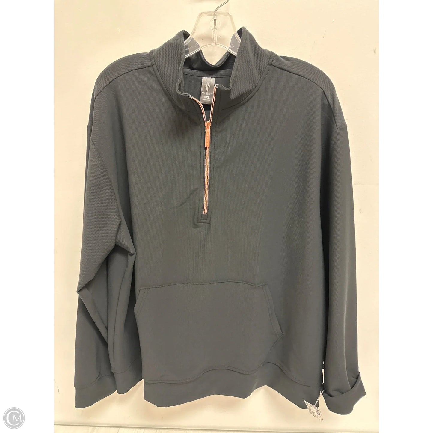 Athletic Top Long Sleeve Collar By Skechers In Black, Size: 1x