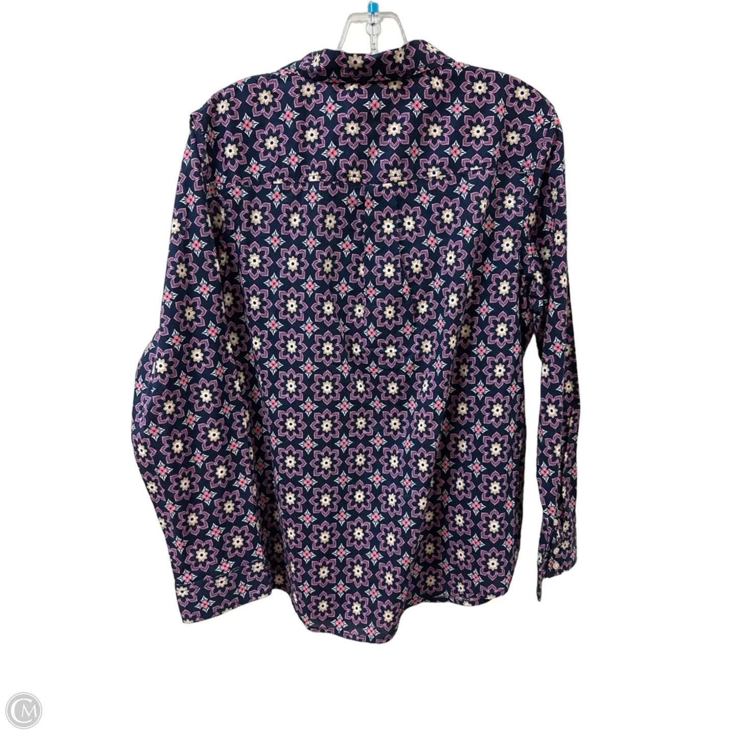 Blouse Long Sleeve By St Johns Bay In Blue & Pink, Size: L