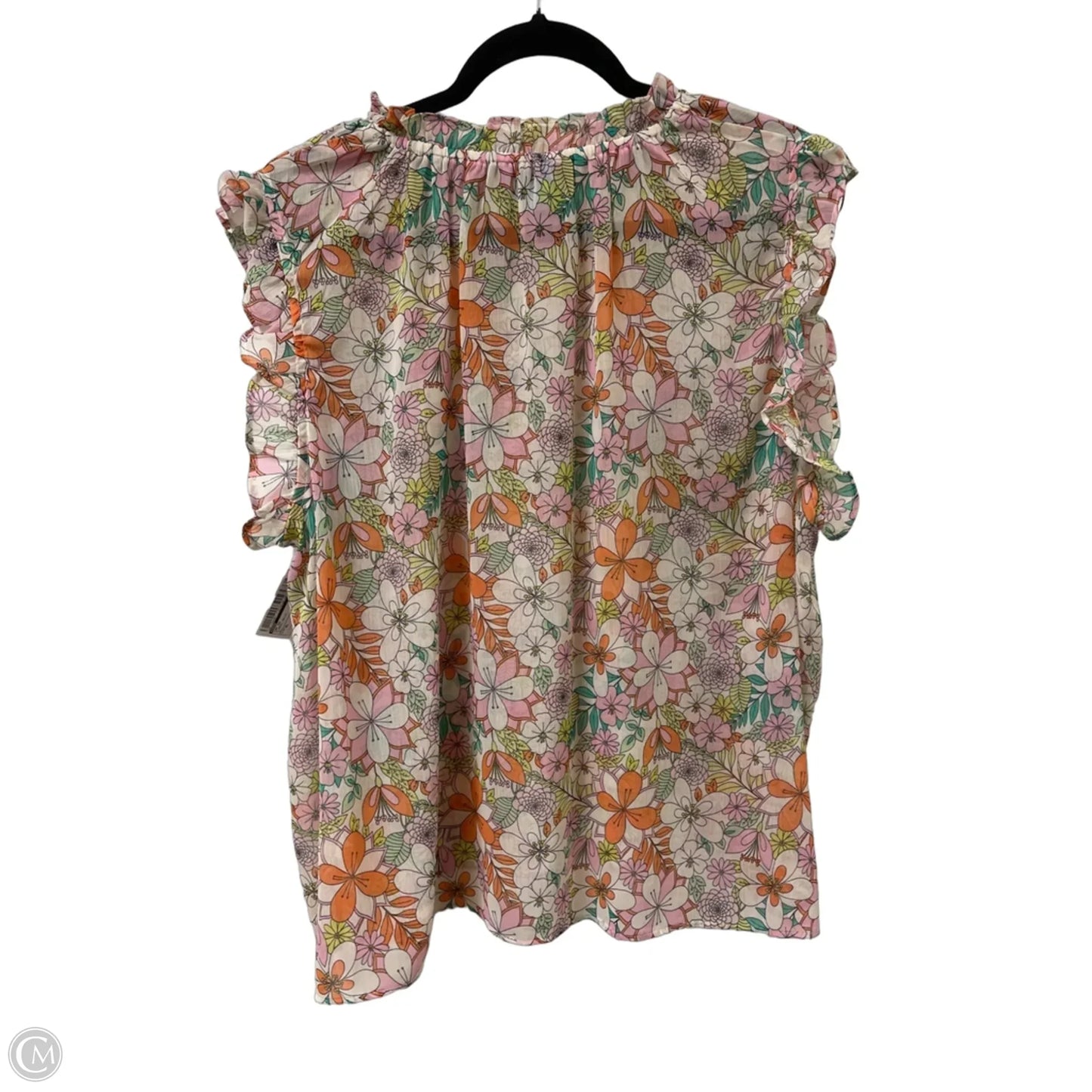 Top Short Sleeve By Cece In Floral Print, Size: Xl