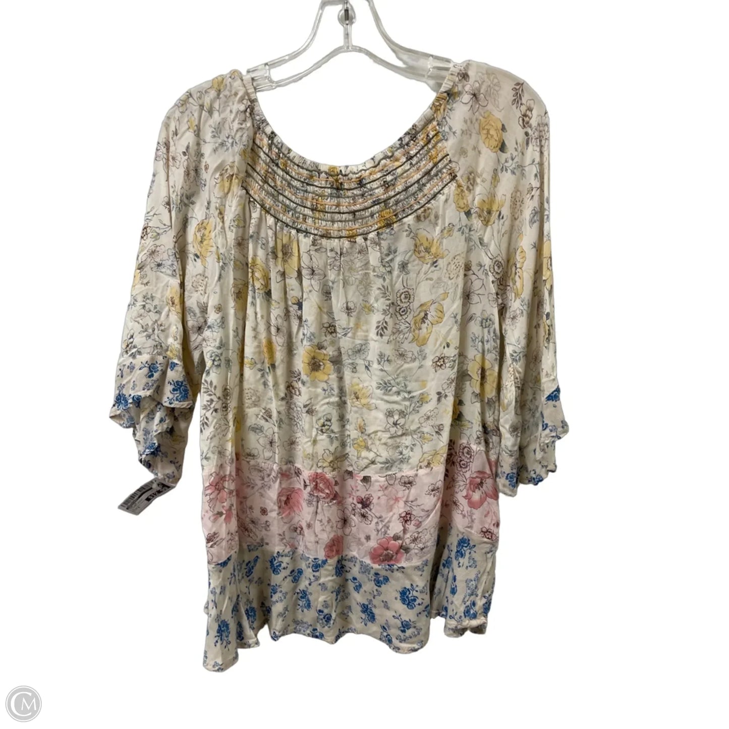 Top Long Sleeve By Democracy In Floral Print, Size: S