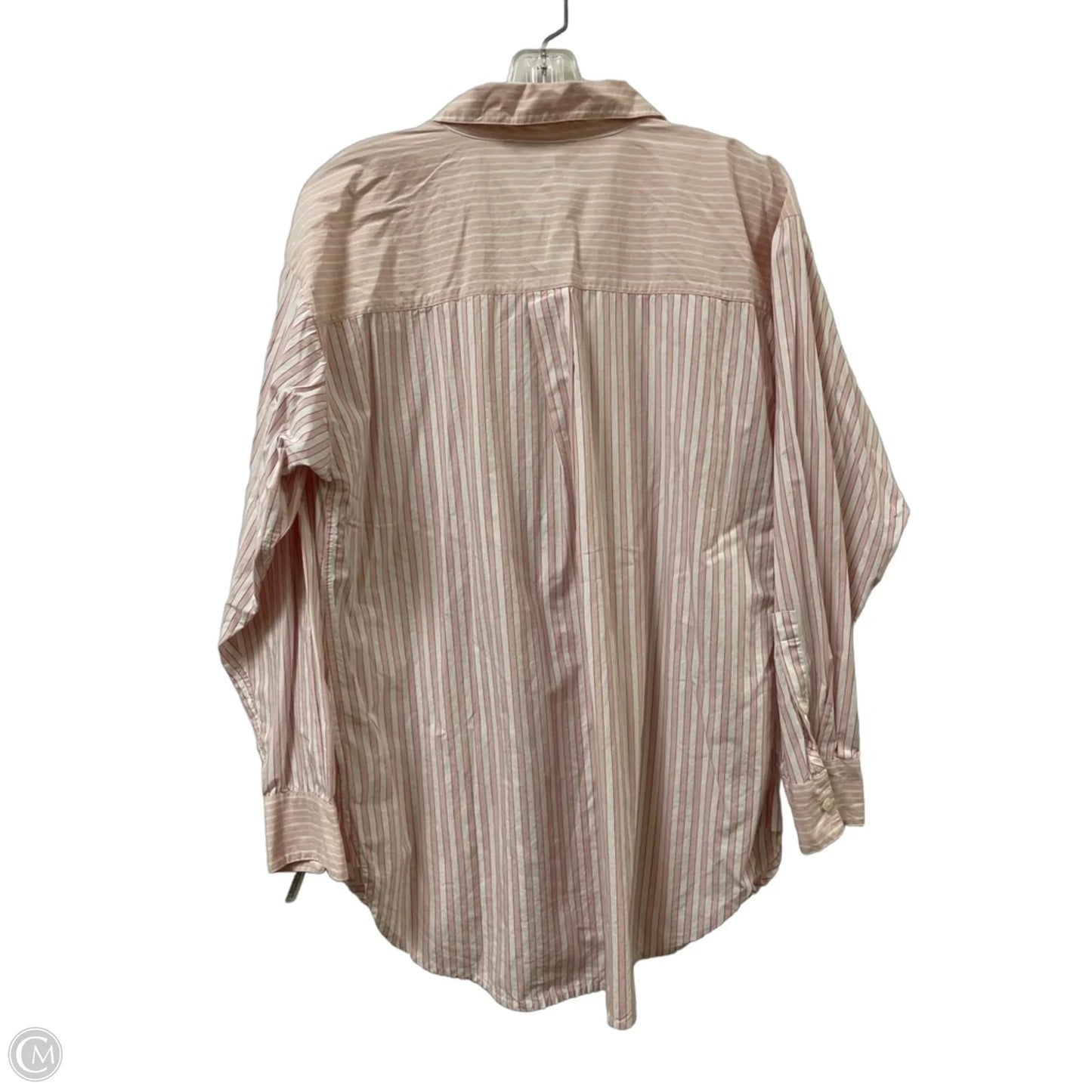 Blouse Long Sleeve By Loft In Pink & White, Size: M