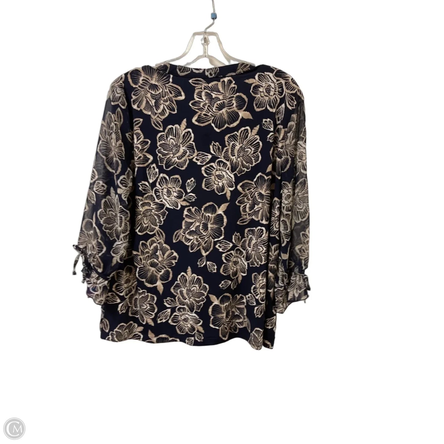 Top Long Sleeve By Nautica In Blue & Cream, Size: M
