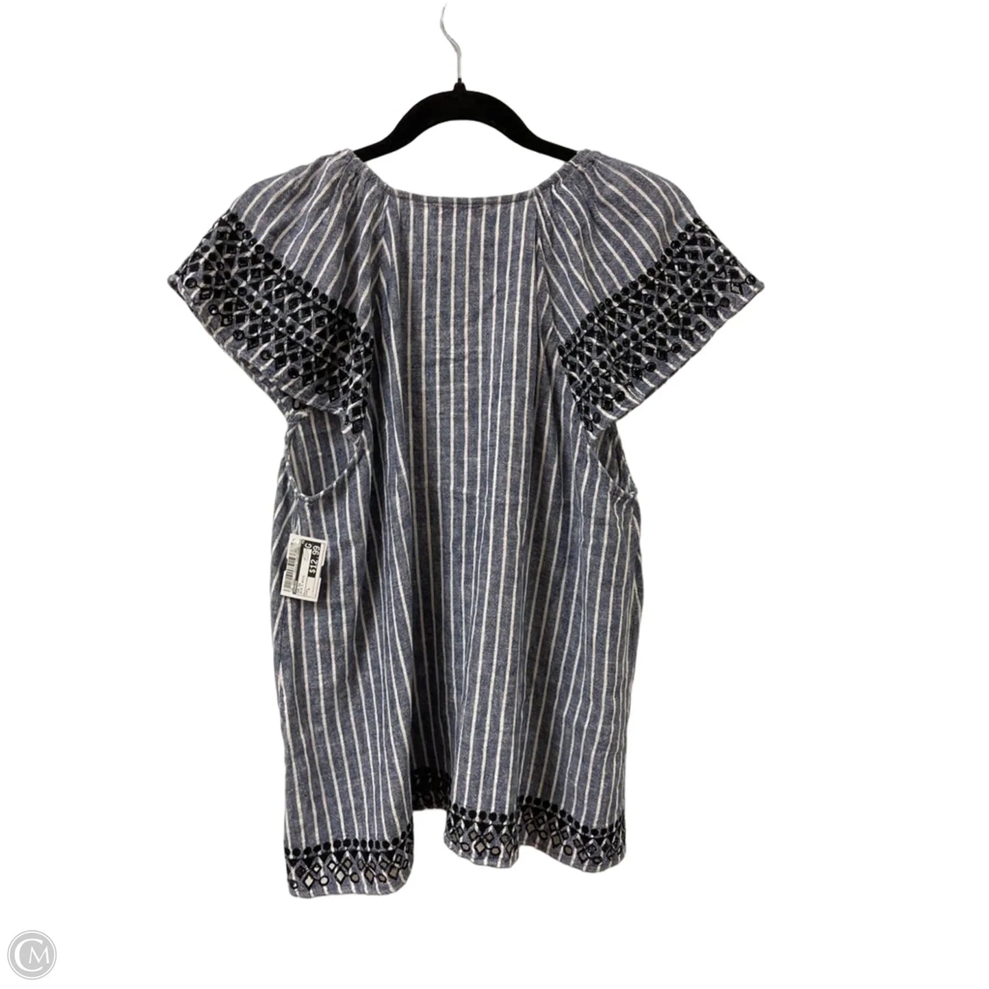 Top Short Sleeve By Parker In Blue & White, Size: L