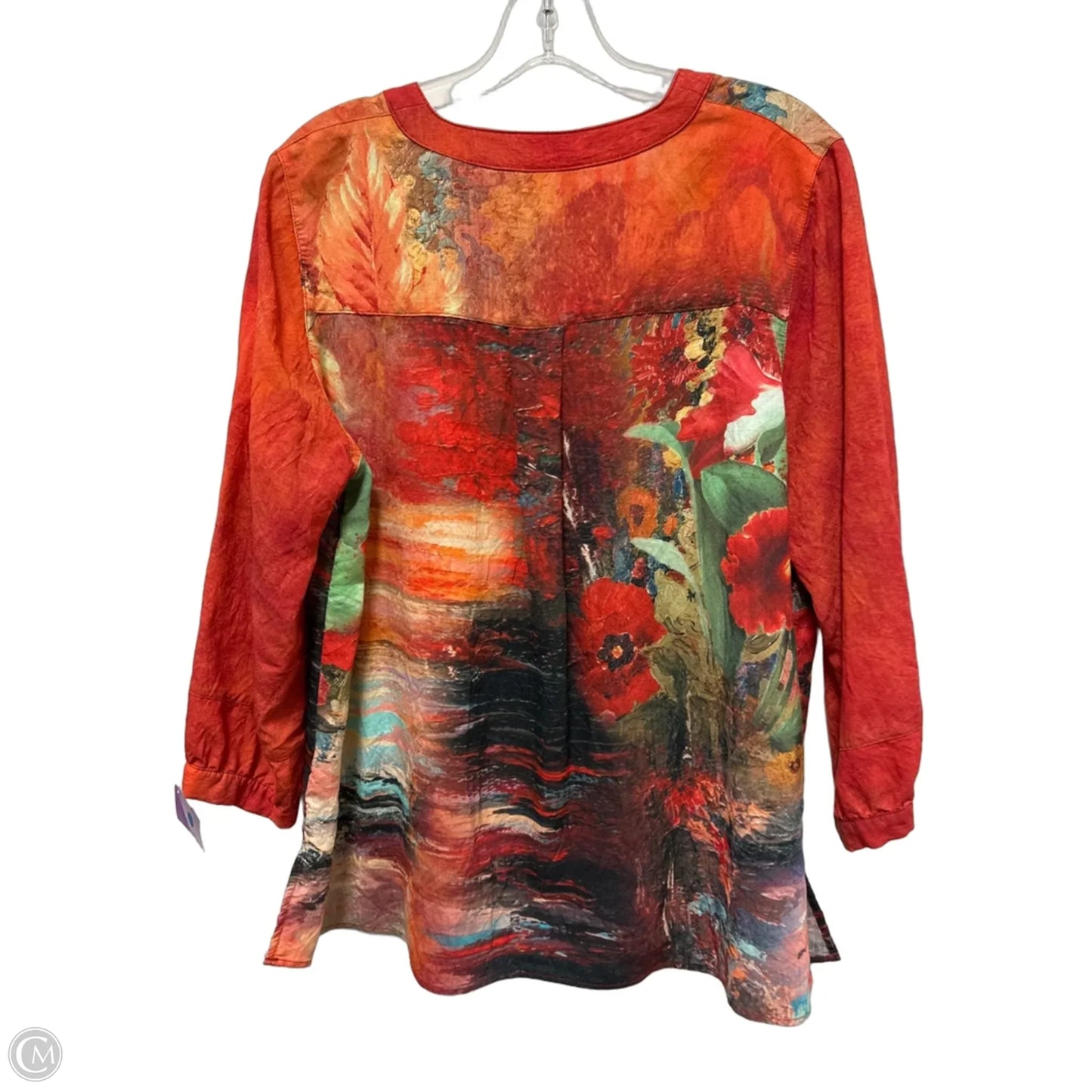 Top Long Sleeve By Calessa In Orange & Red, Size: L
