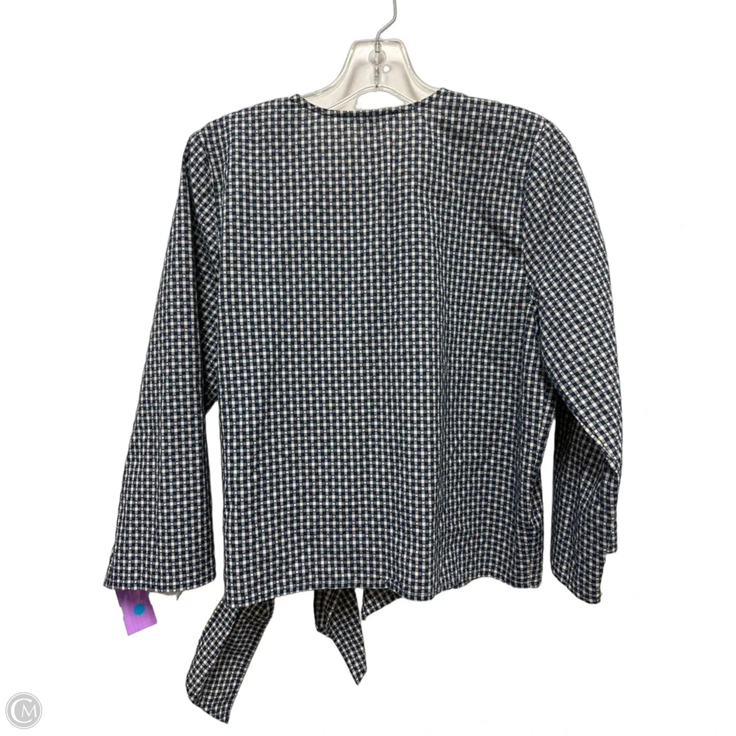 Top Long Sleeve By Madewell In Blue & Cream, Size: L