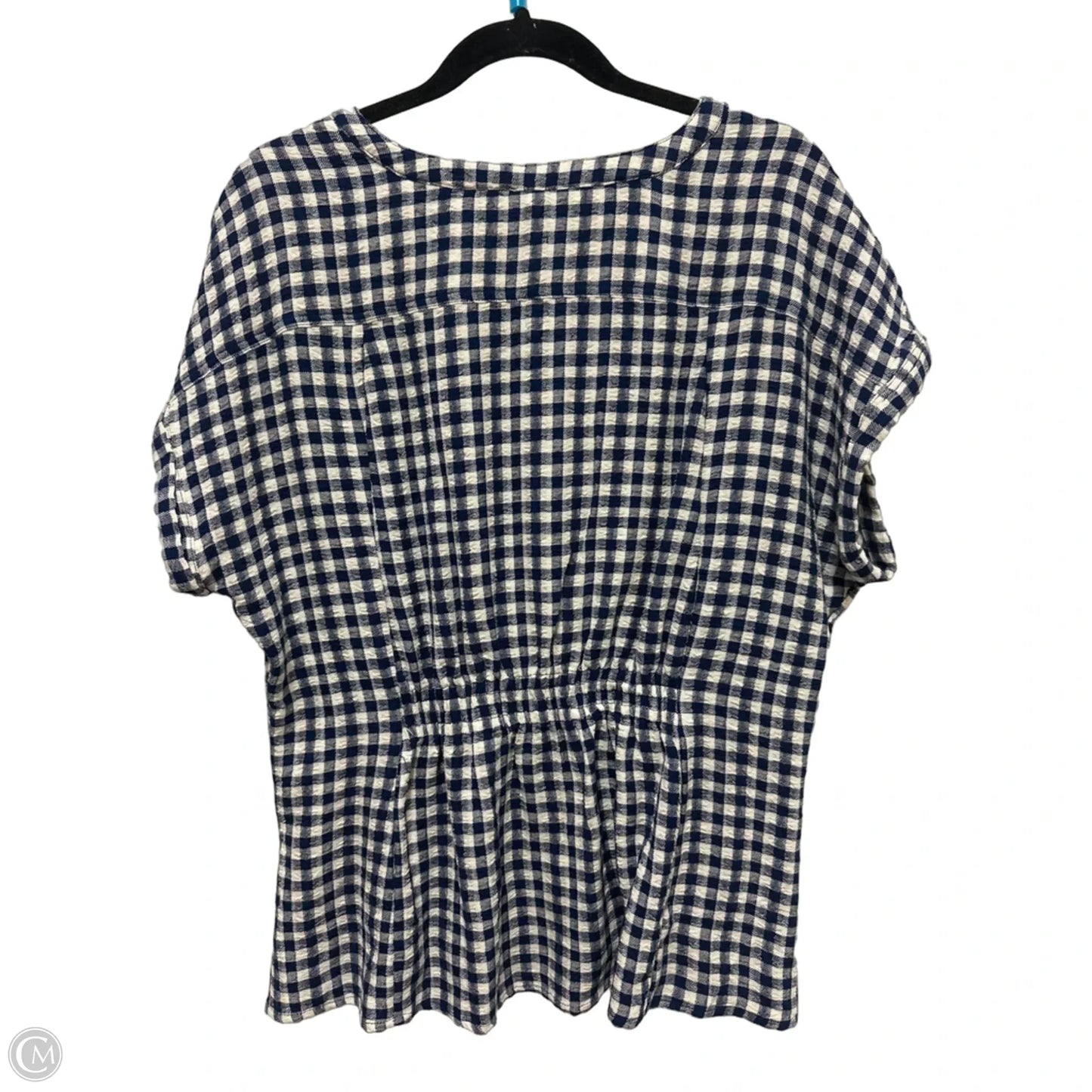 Blouse Short Sleeve By Maurices In Blue & White, Size: Xl