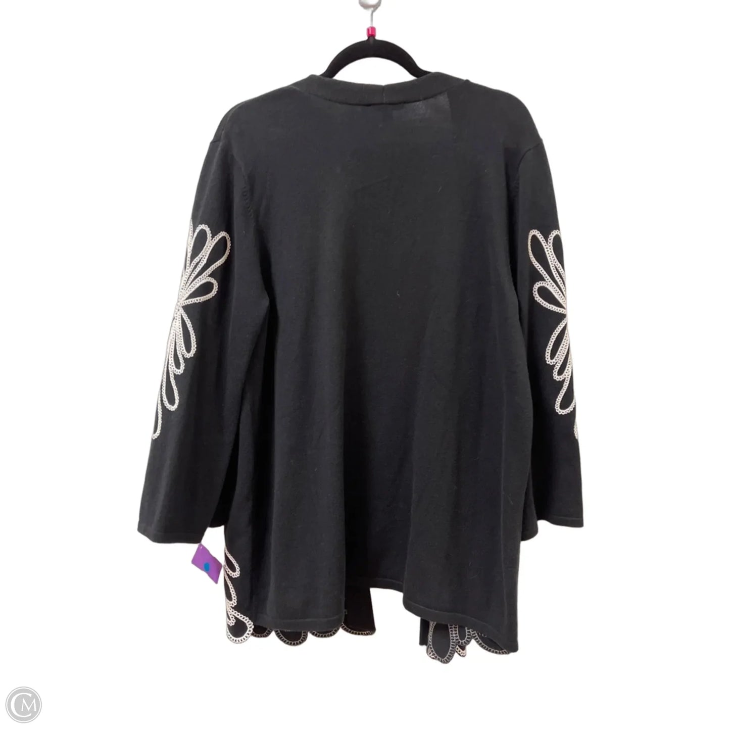 Sweater Cardigan By Chicos In Black & White, Size: Xl