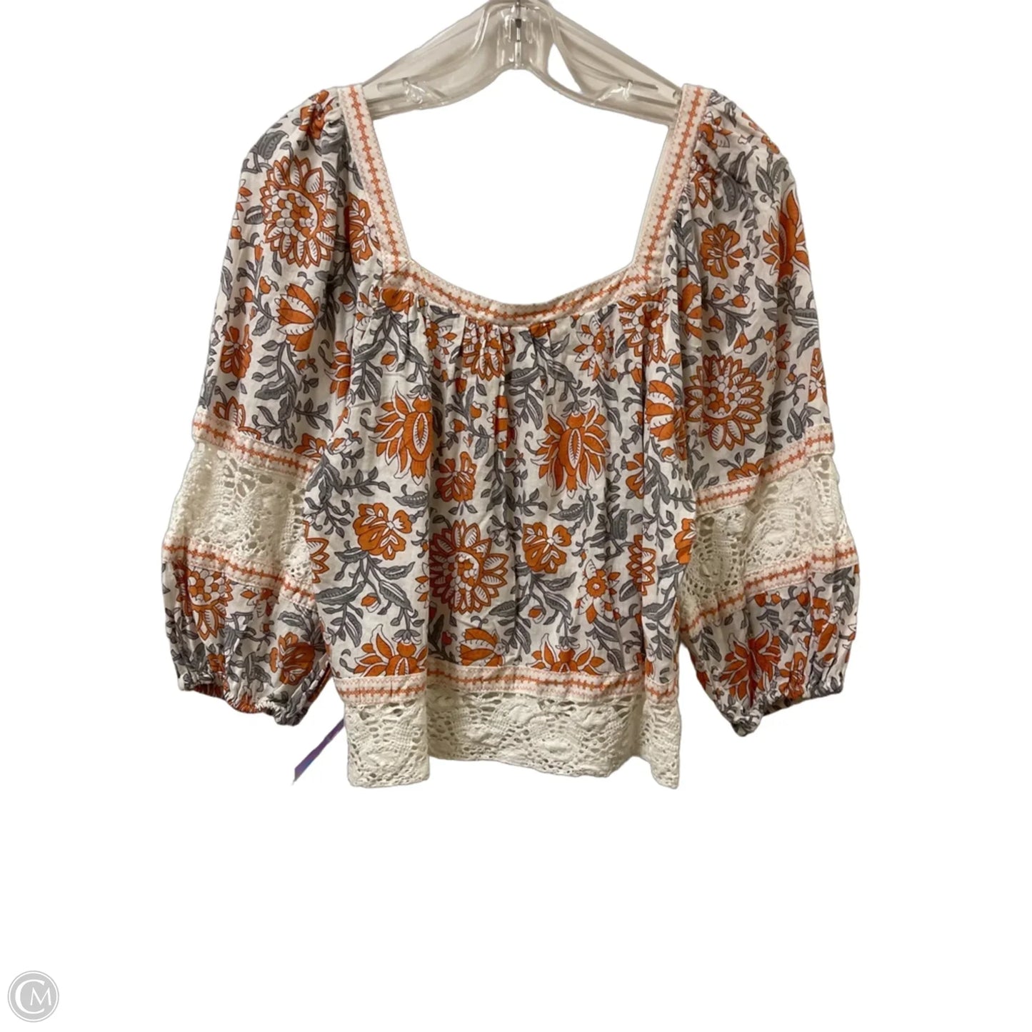 Top Long Sleeve By Rachel Zoe In Orange & White, Size: S