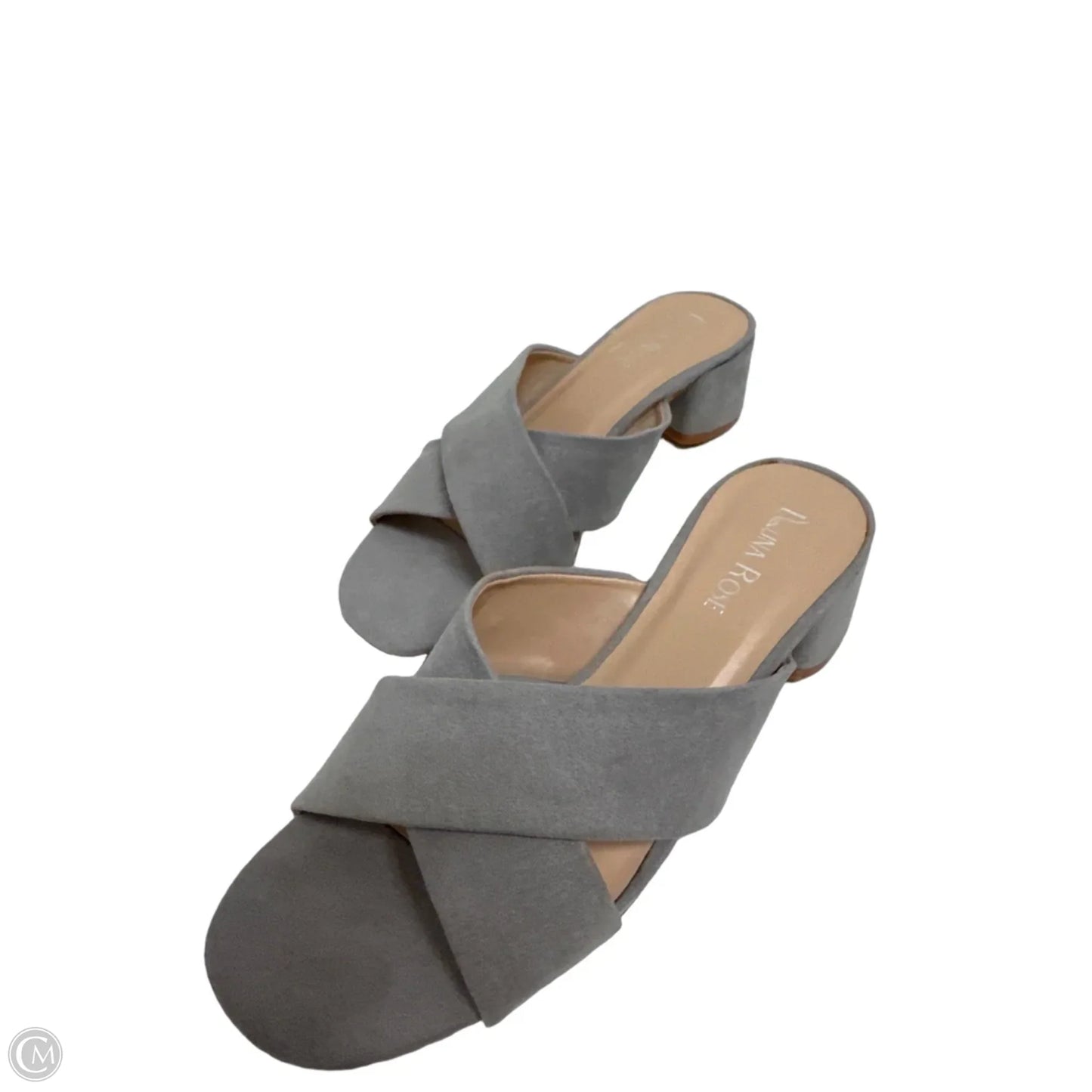 Sandals Heels Block By Clothes Mentor In Grey, Size: 6.5