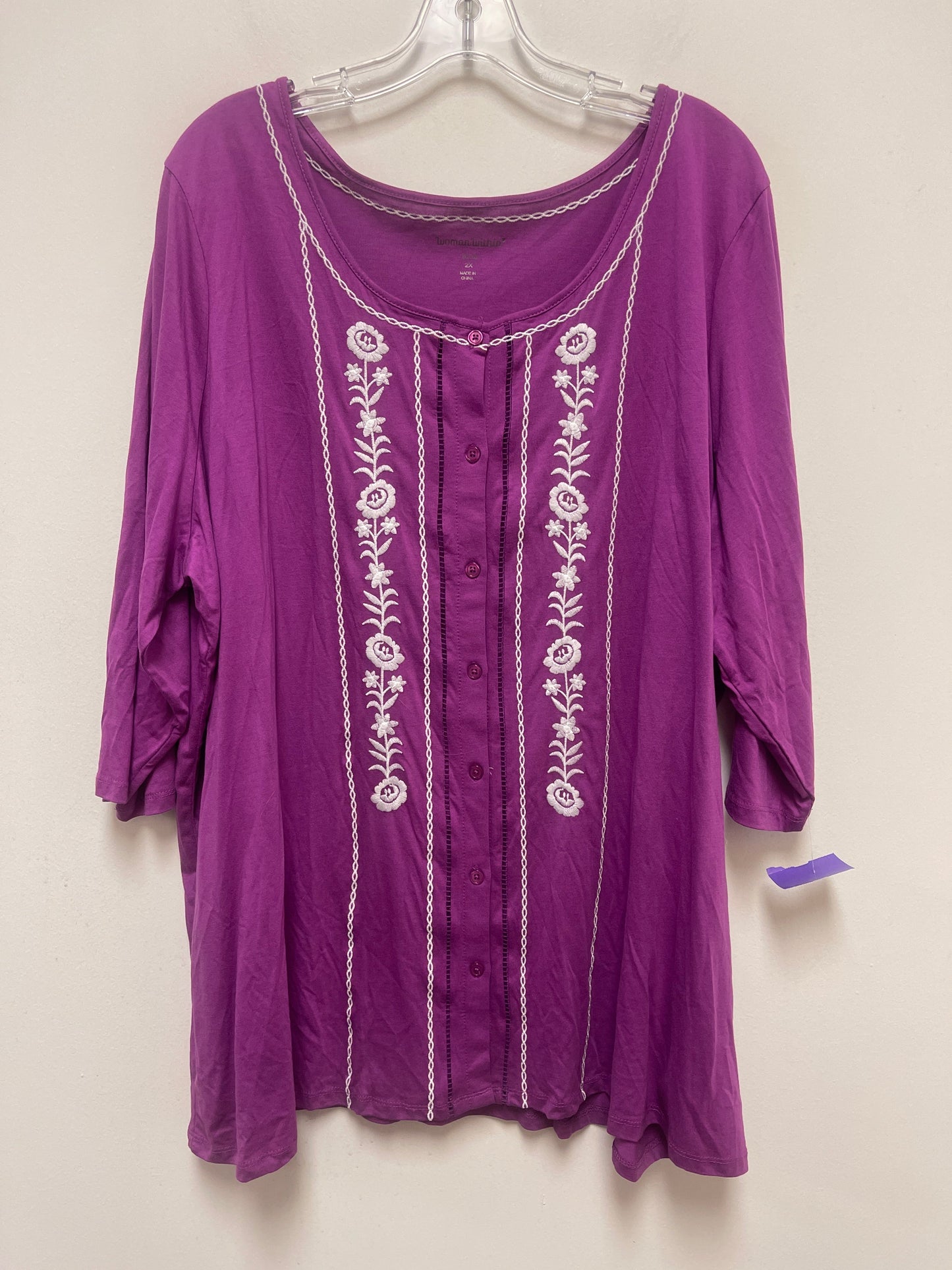 Top Long Sleeve By Woman Within Size: 2x
