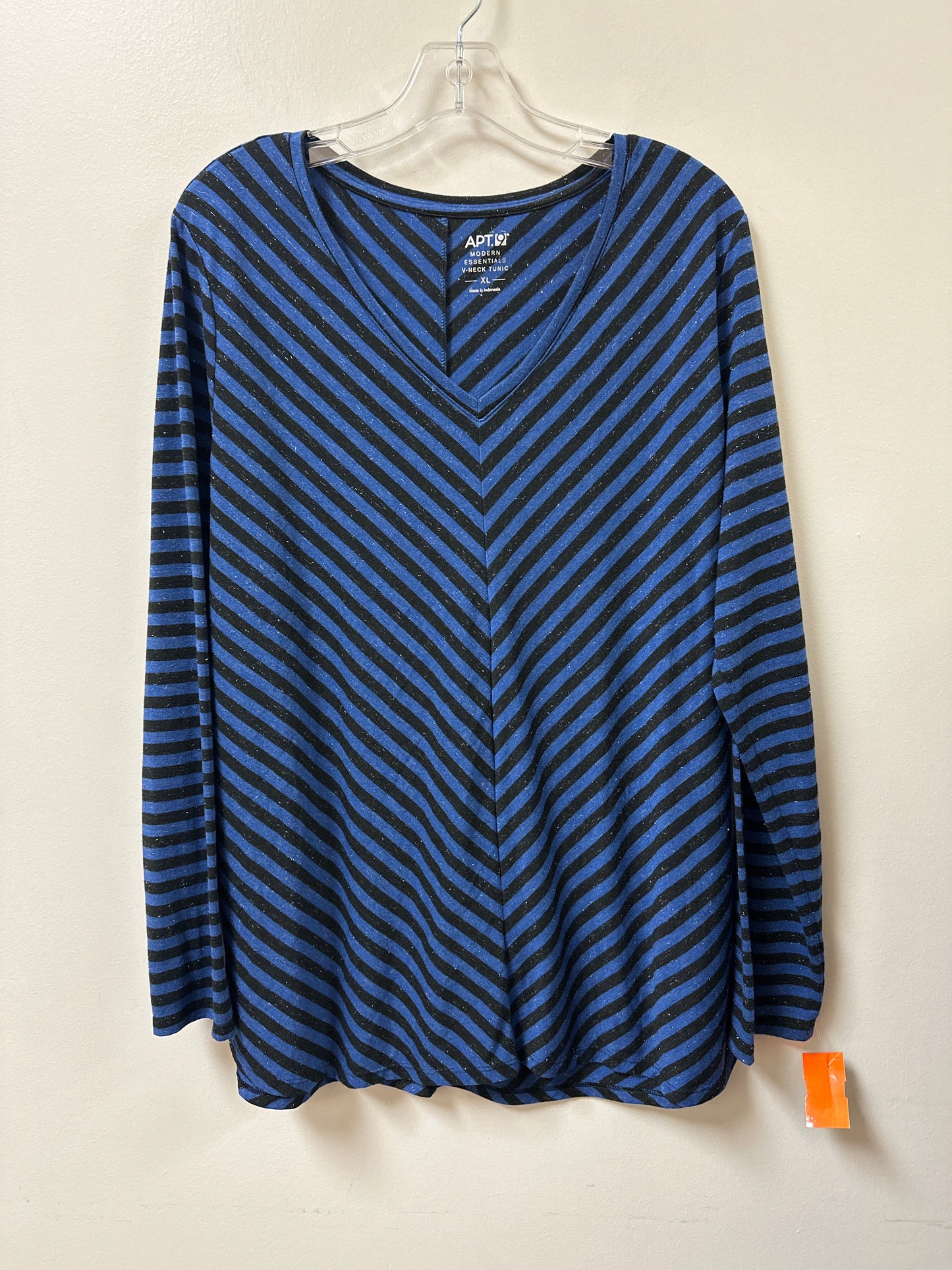 Top Long Sleeve By Apt 9 In Black & Blue, Size: Xl