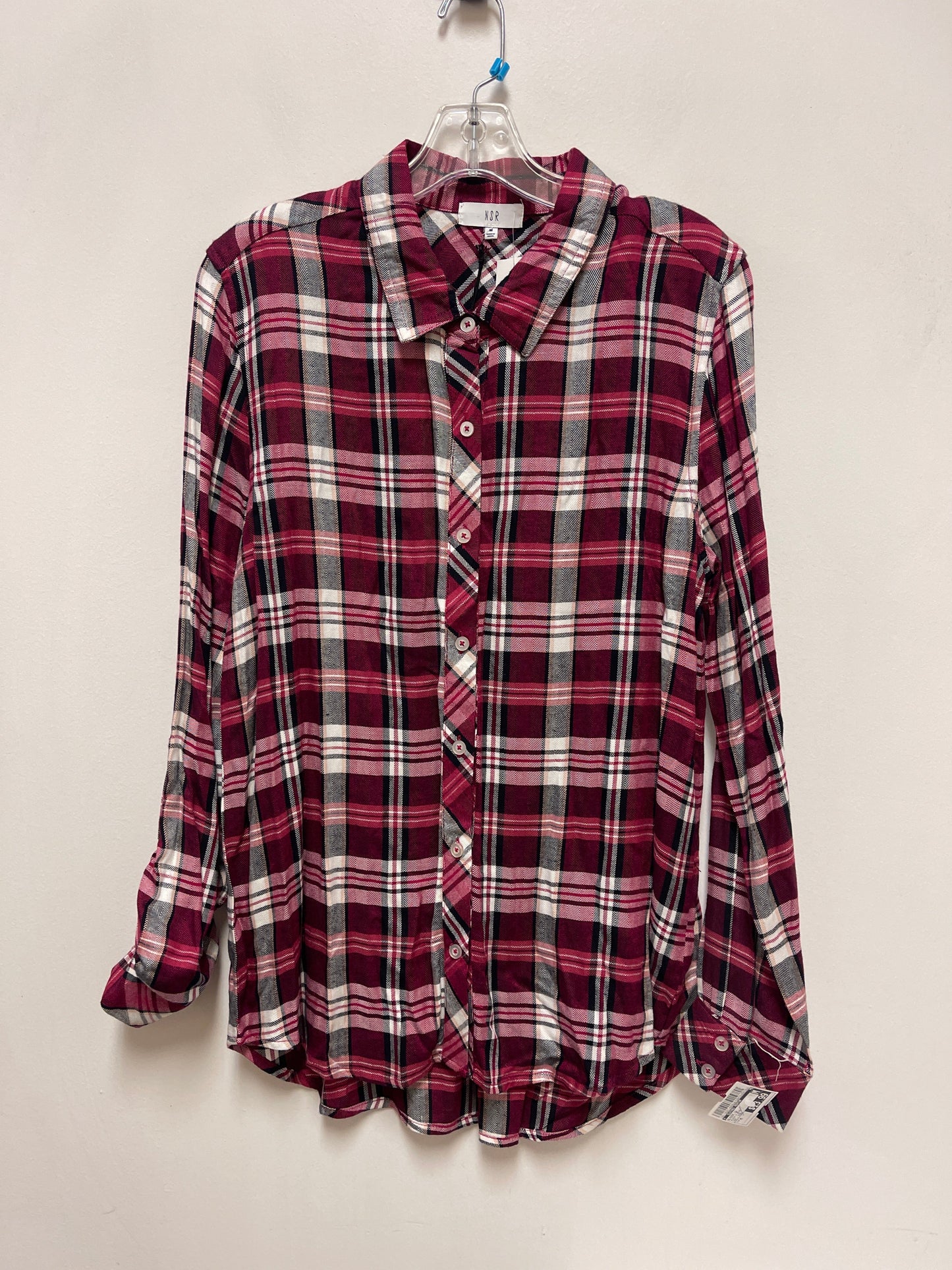 Blouse Long Sleeve By Clothes Mentor In Black & Pink, Size: M