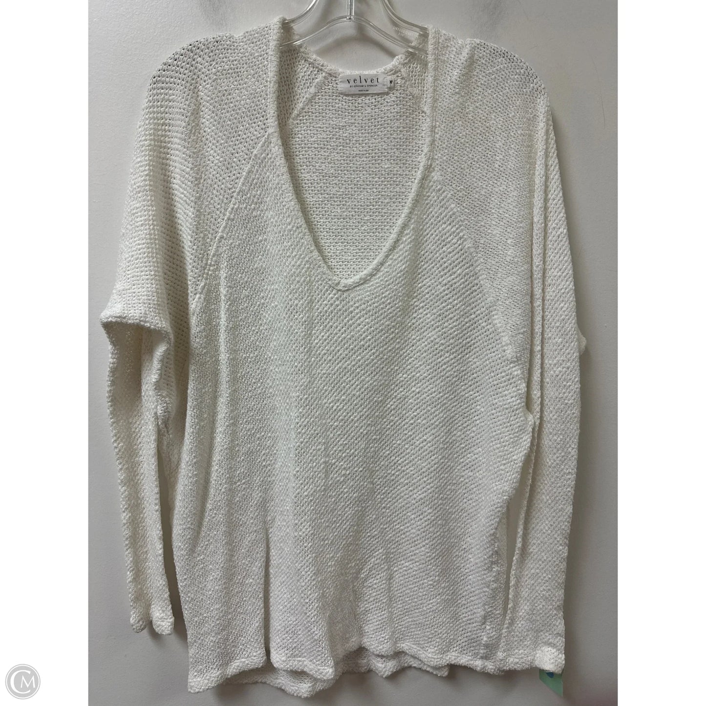 Sweater Short Sleeve By Velvet In White, Size: Xs
