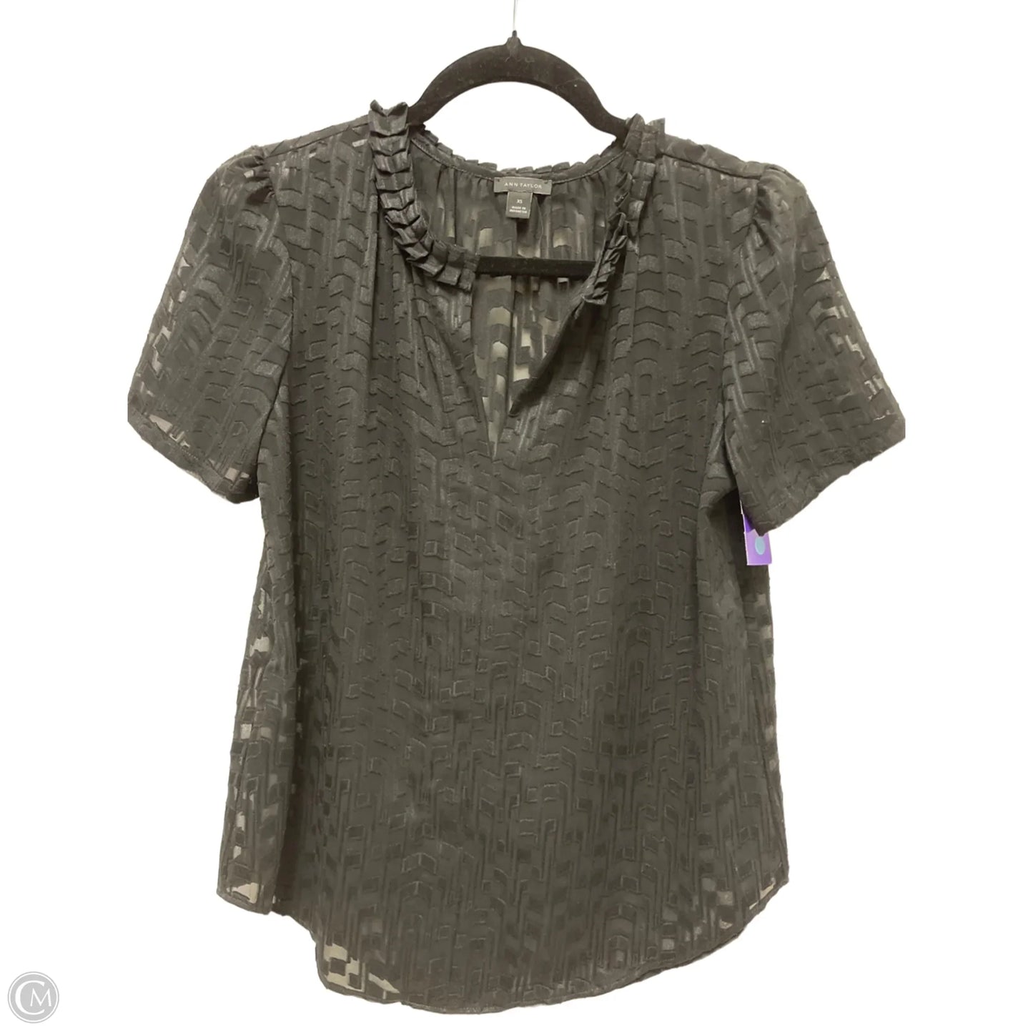 Top Short Sleeve By Ann Taylor In Black, Size: Xs